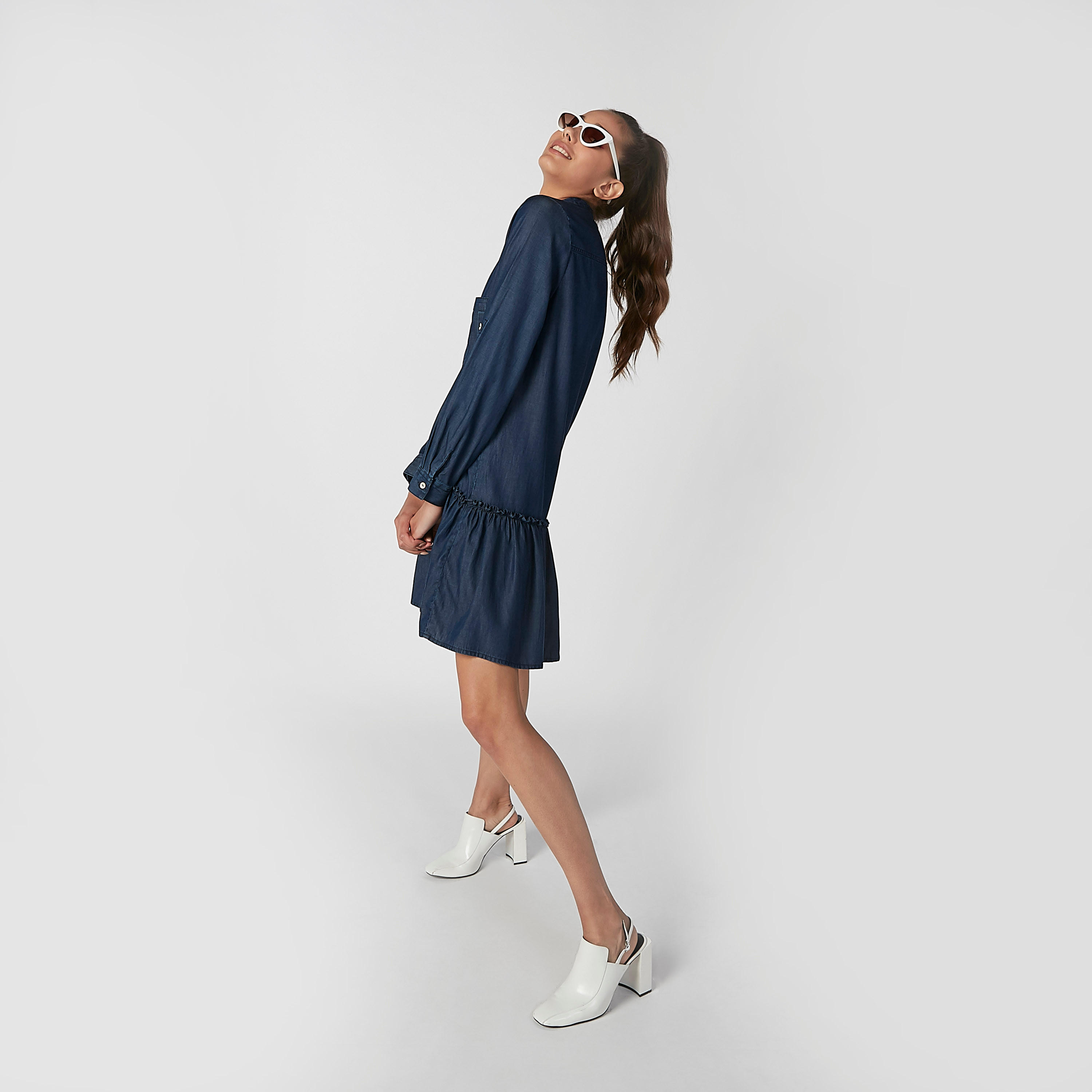 فستان قميص جينز ميدي بأكمام طويلة-women-clothing-dresses-image-2