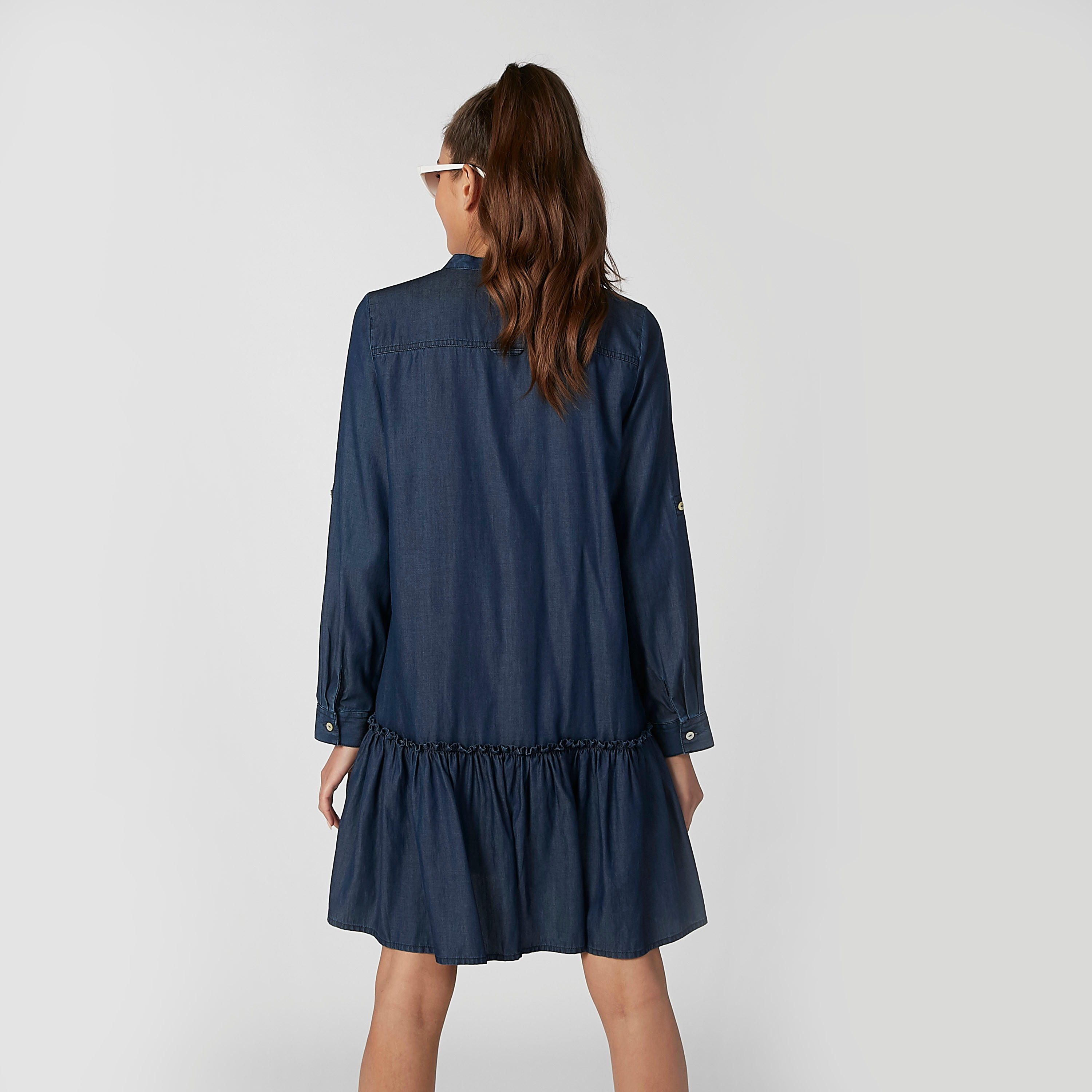 فستان قميص جينز ميدي بأكمام طويلة-women-clothing-dresses-image-4