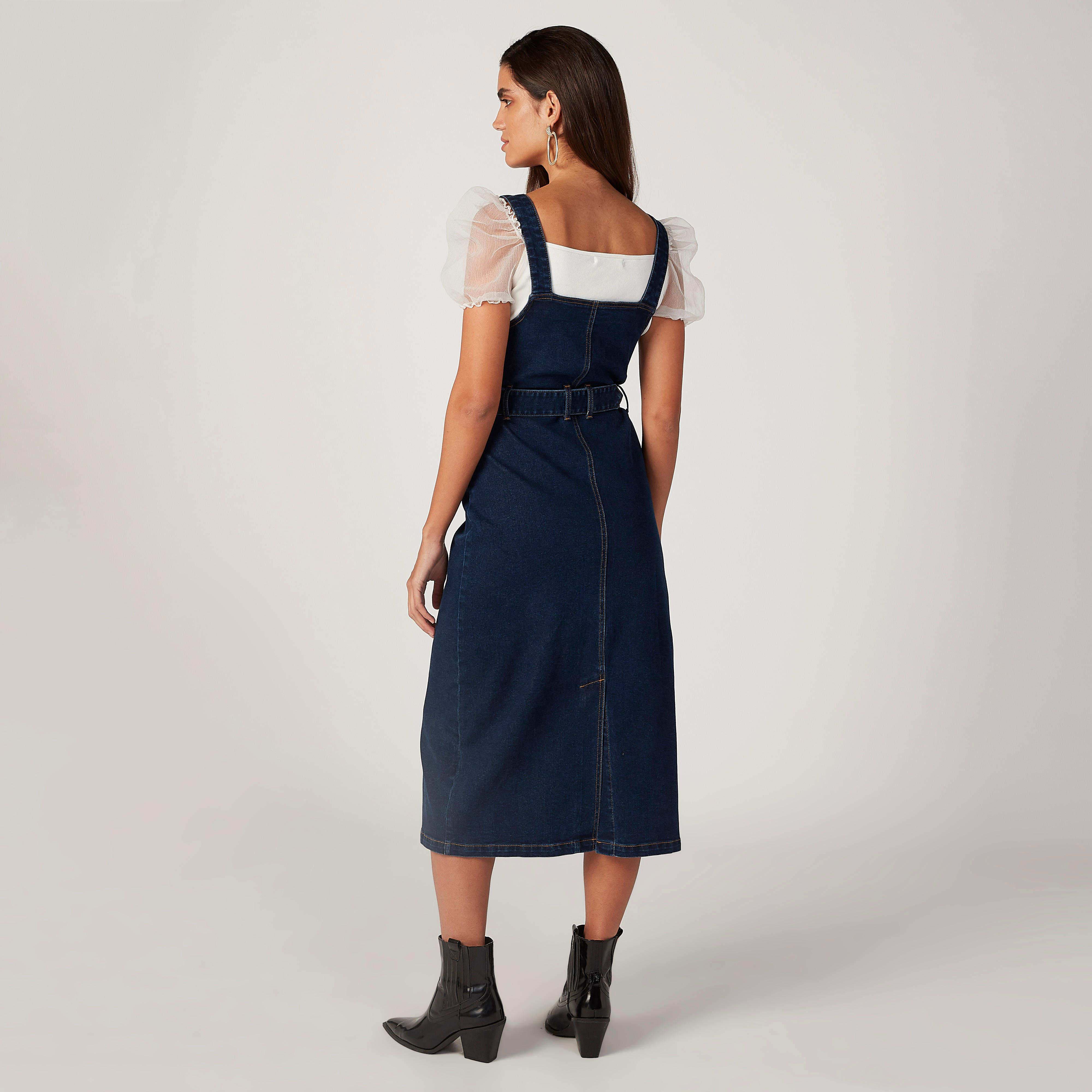 دنغري جينز ميدي سادة مع حزام-women-clothing-dresses-image-4