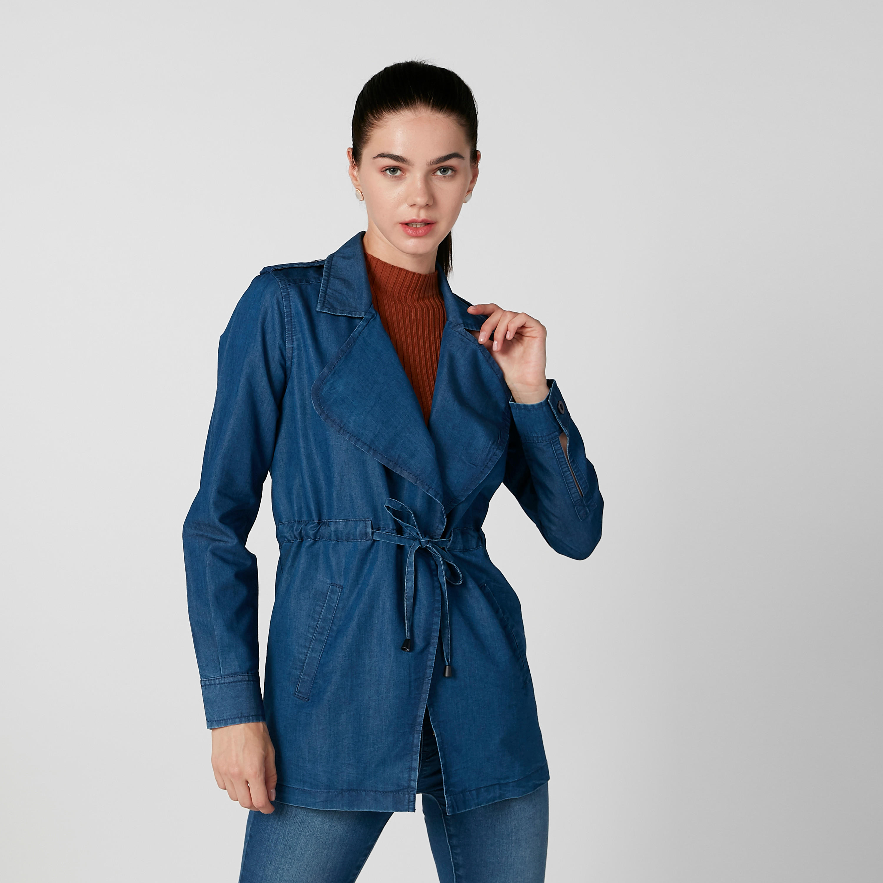 Sustainable Denim Jacket with Long Sleeves and Tie Ups-women-winterwear-coatsandjackets-jackets-image-1
