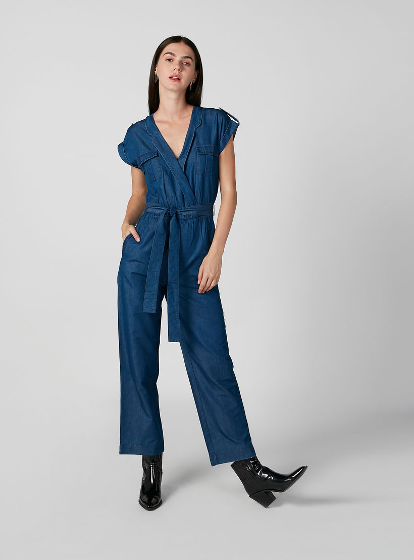افرول مستدام سادة بأكمام طويلة متصلة وجيوب-women-clothing-jumpsuits-image-3