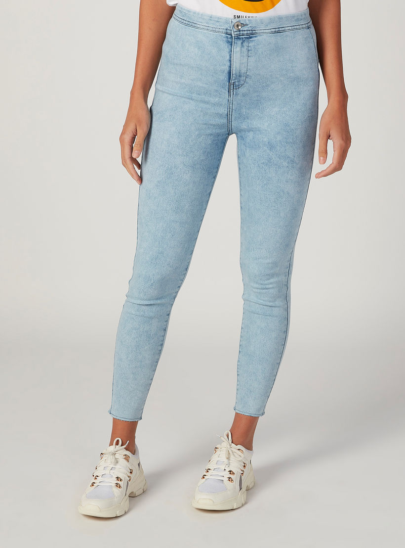 بنطلون جينز مستدام سكيني مقلّم بخصر متوسط الارتفاع وجيوب -women-clothing-bottoms-jeans-image-1