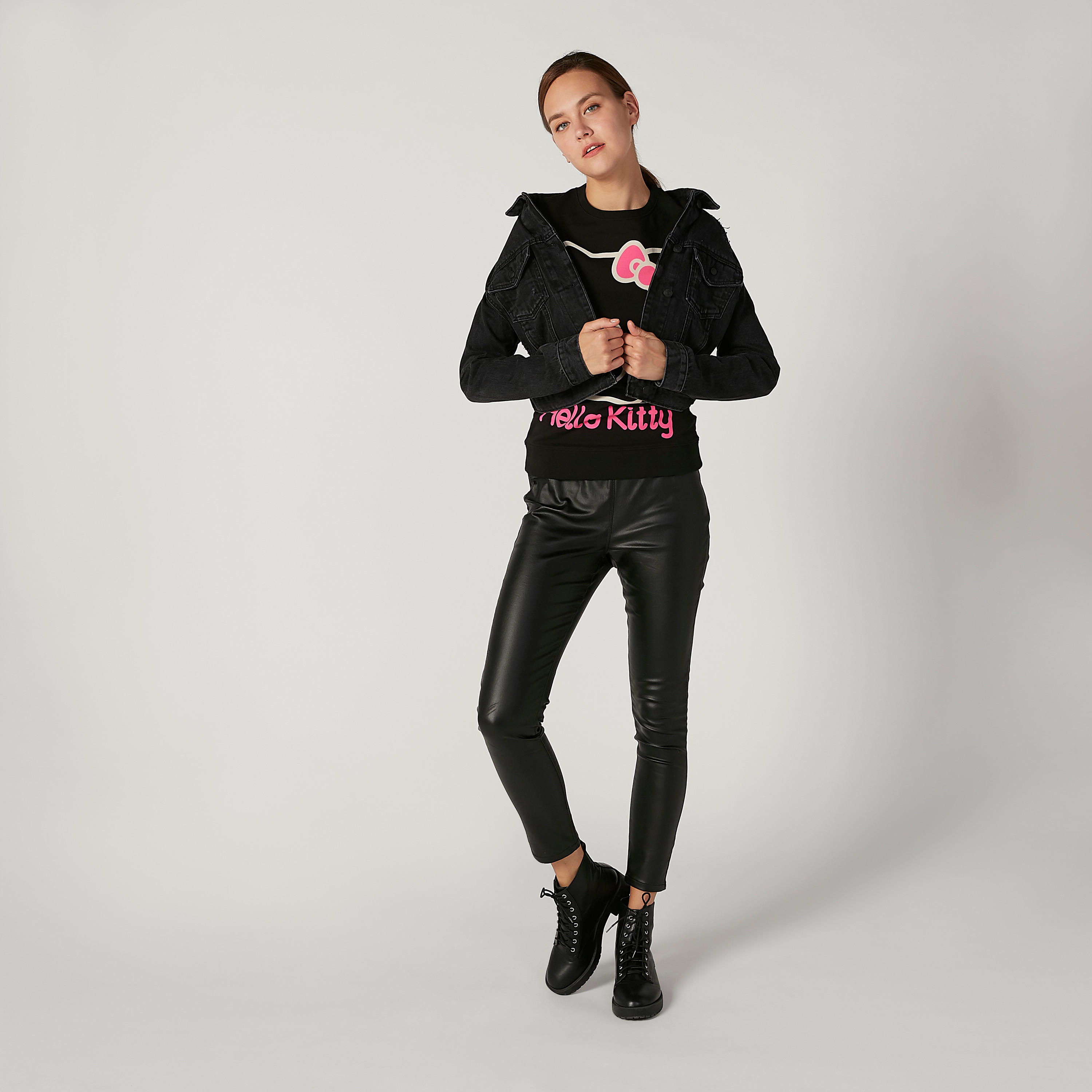 Distressed Denim Jacket with Long Sleeves and Flap Pockets-women-winterwear-coatsandjackets-jackets-image-2