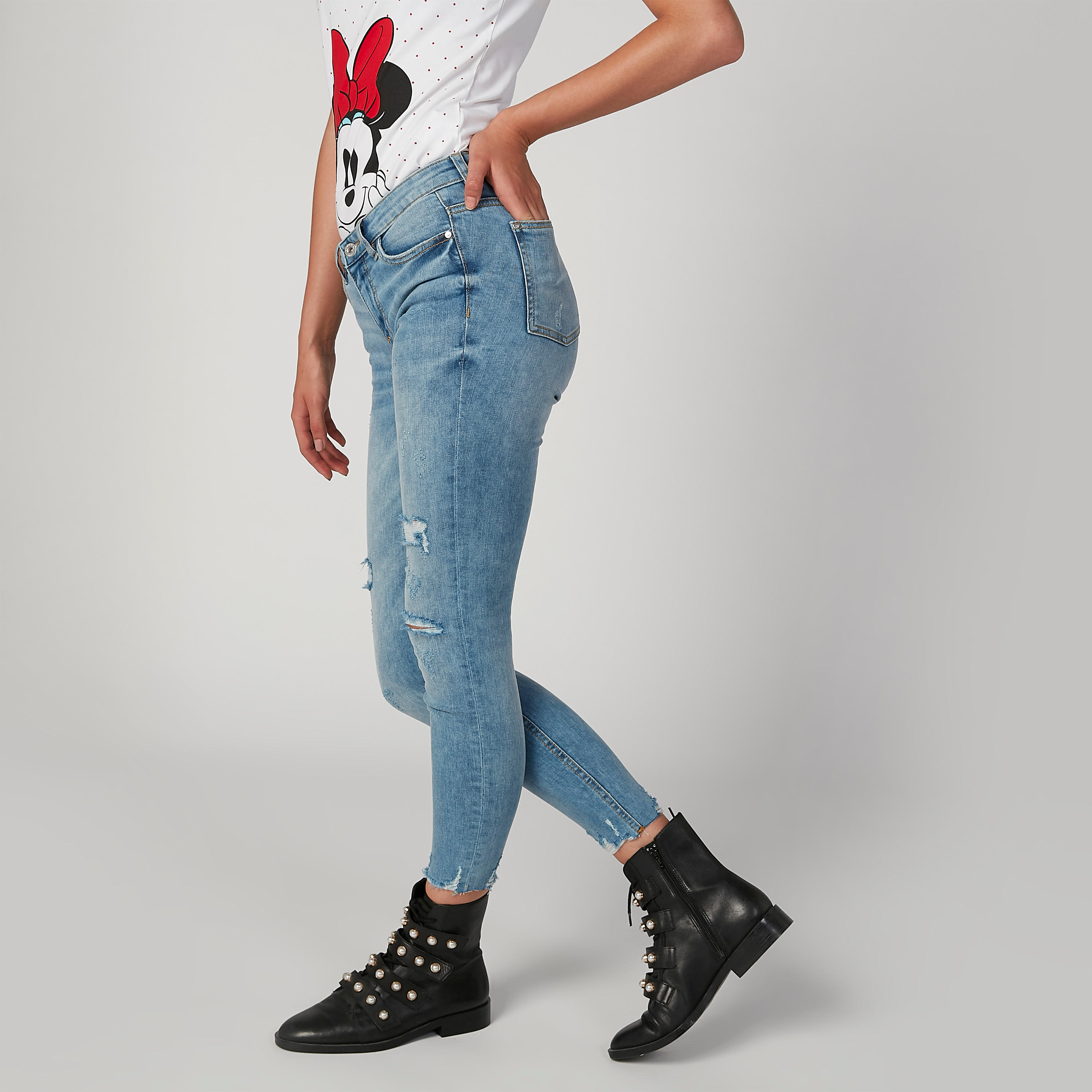 بنطلون جينز مستدام سكيني ممزّق بخصر متوسط الارتفاع وجيوب -women-clothing-bottoms-jeans-image-5
