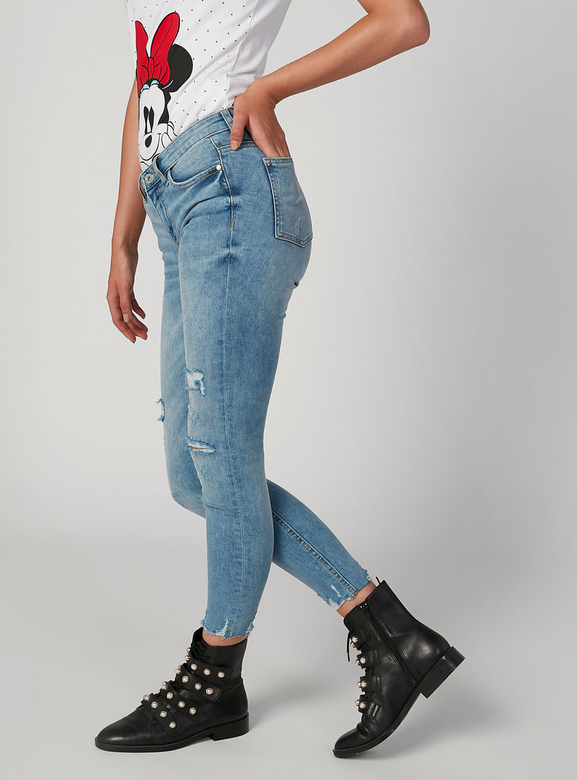 بنطلون جينز مستدام سكيني ممزّق بخصر متوسط الارتفاع وجيوب -women-clothing-bottoms-jeans-image-5
