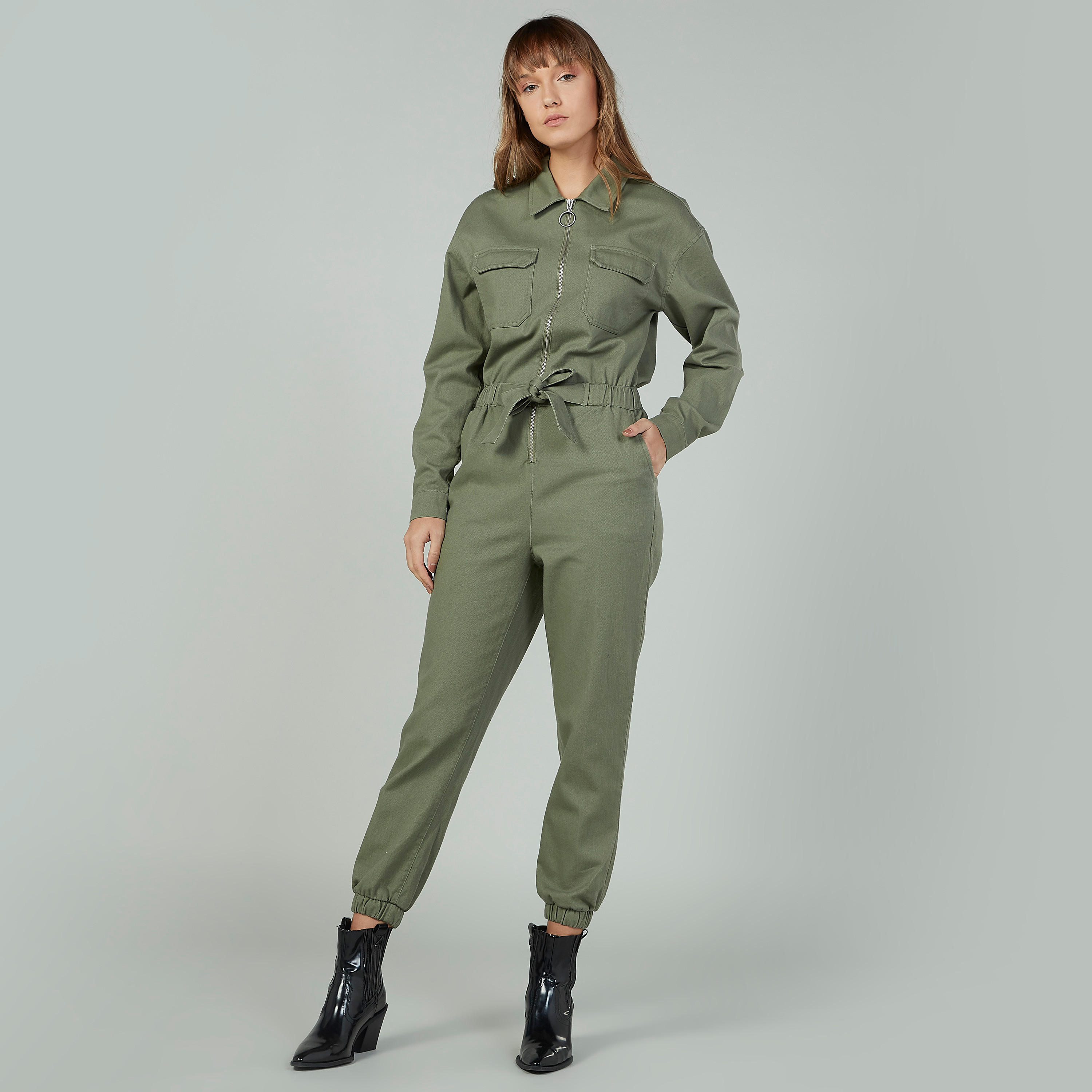 Plain Jumpsuit with Long Sleeves and Tie Ups-women-clothing-jumpsuits-image-1
