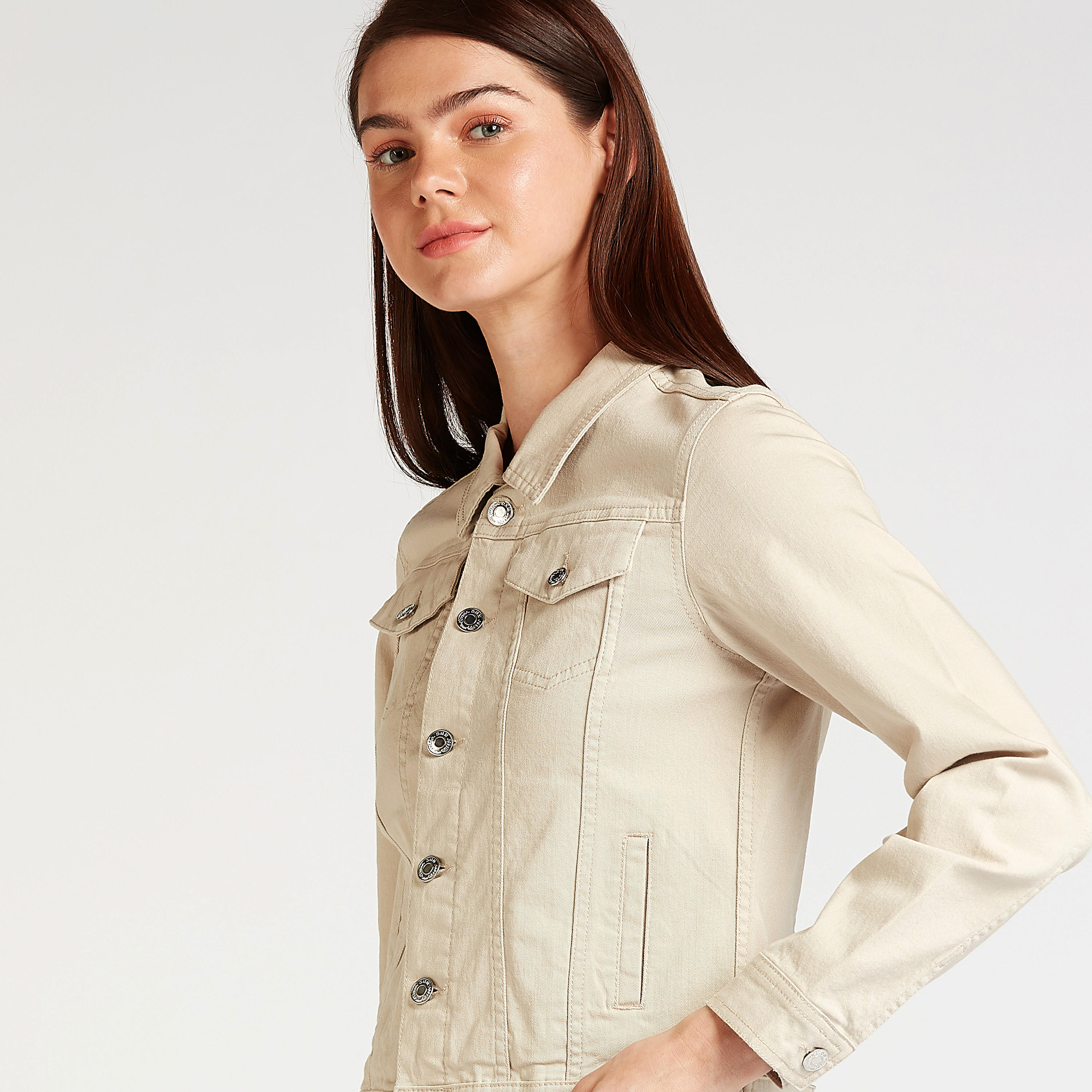 Plain Denim Jacket with Long Sleeves and Flap Pockets-women-winterwear-coatsandjackets-jackets-image-3