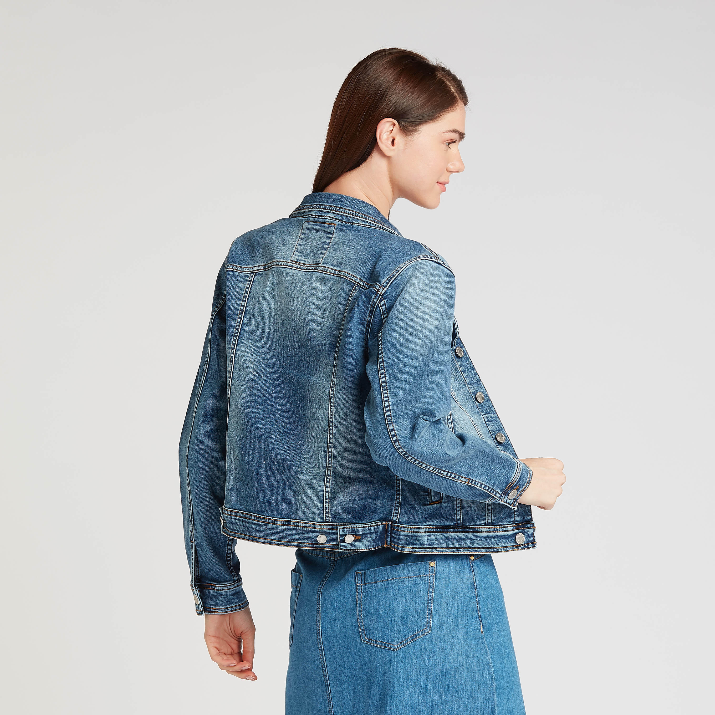 Denim Jacket with Long Sleeves and Flap Pockets-women-winterwear-coatsandjackets-jackets-image-4