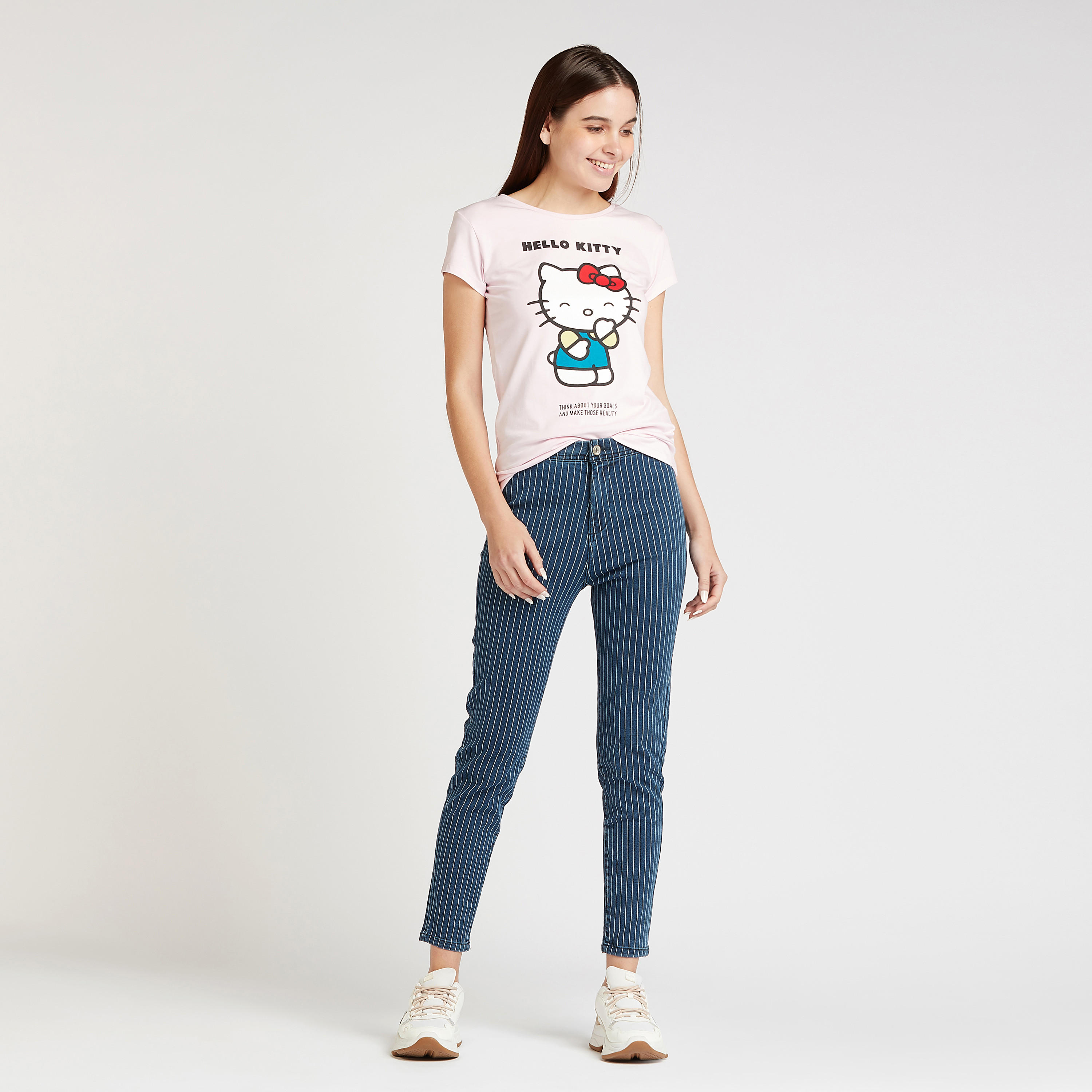 Striped Denim Jeggings with Pocket Detail and Elasticised Waistband-women-clothing-bottoms-leggings-image-2
