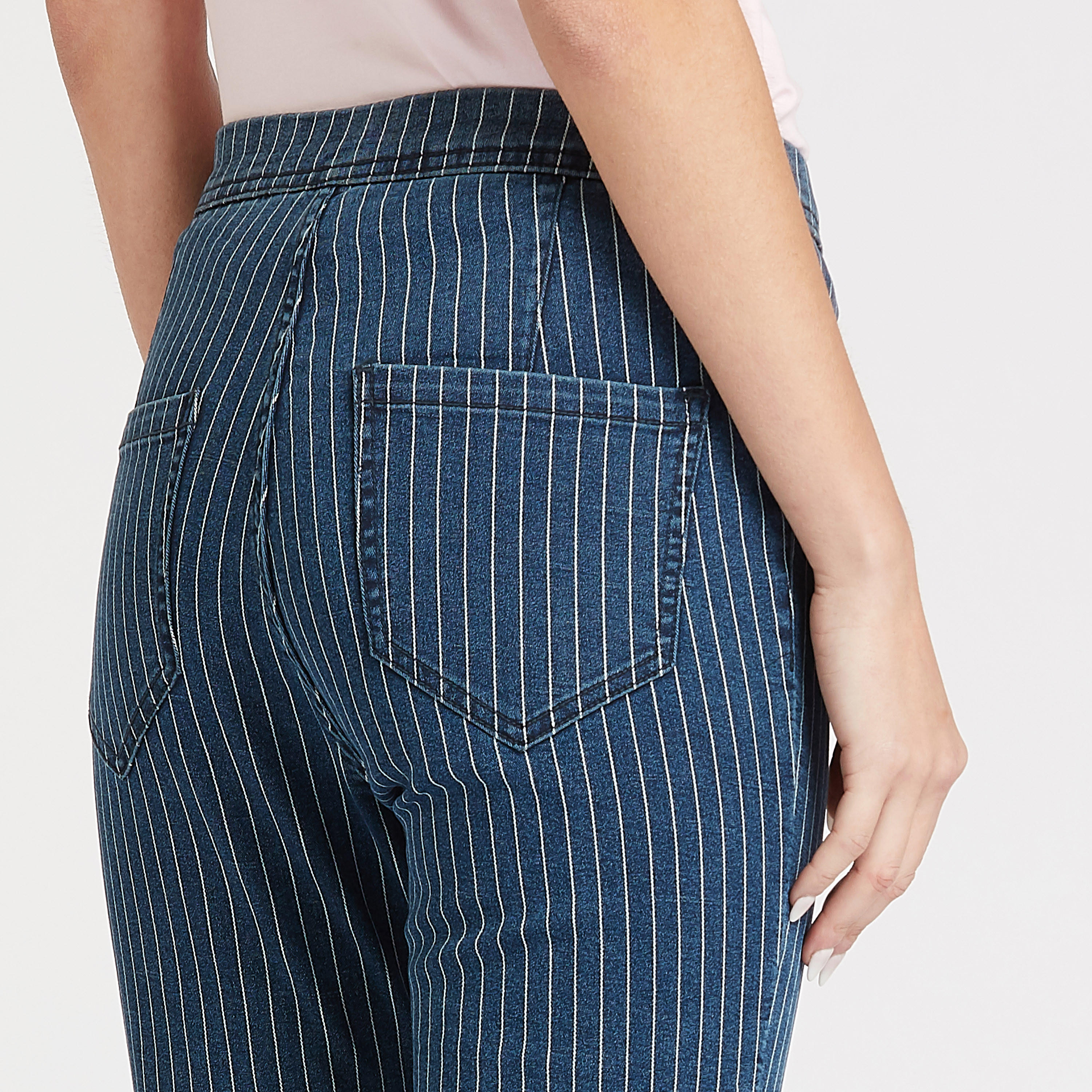 Striped Denim Jeggings with Pocket Detail and Elasticised Waistband-women-clothing-bottoms-leggings-image-3