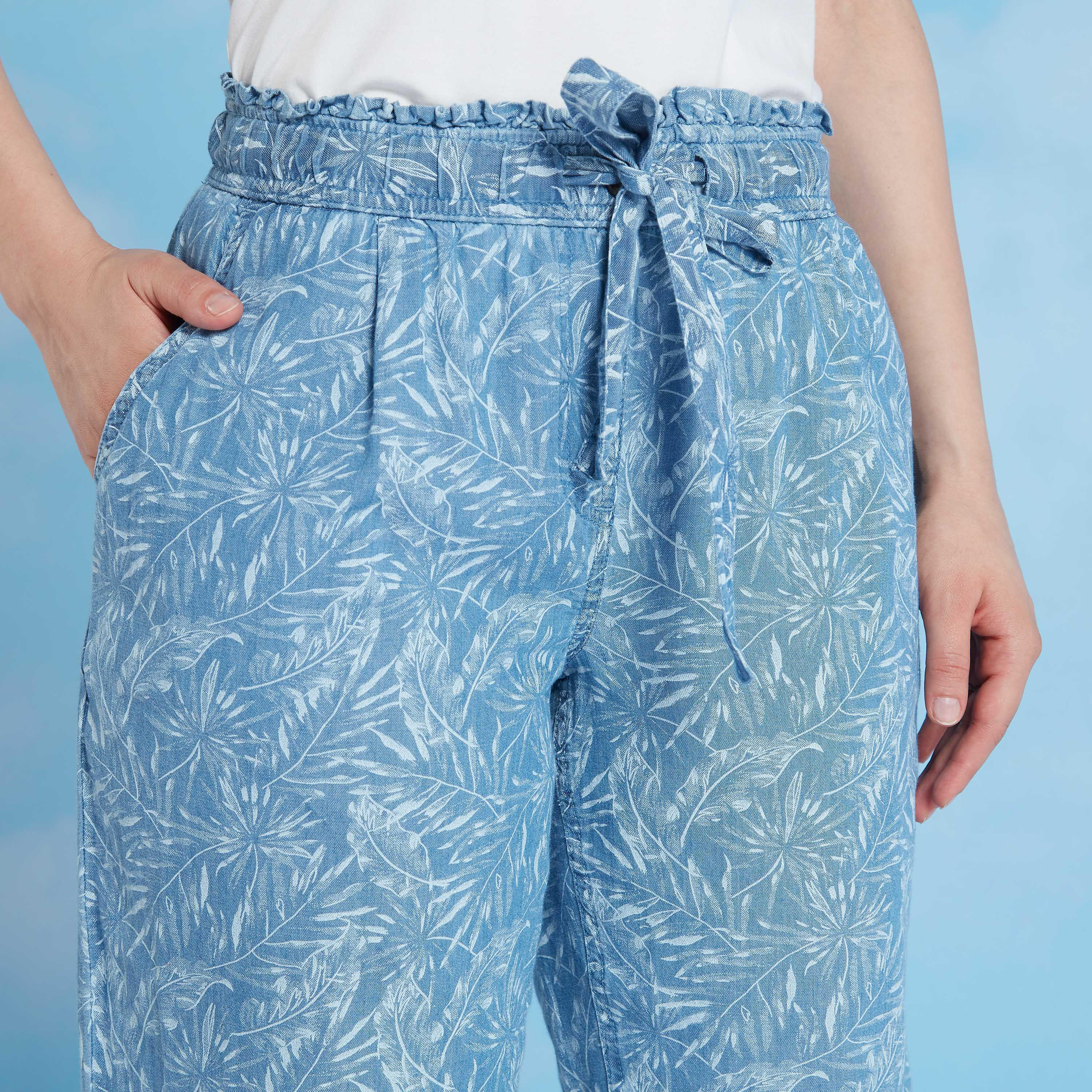 بنطلون دنيم سكيني بخصر متوسّط الارتفاع وطبعات وتفاصيل ورباط-women-clothing-bottoms-trousers-image-3