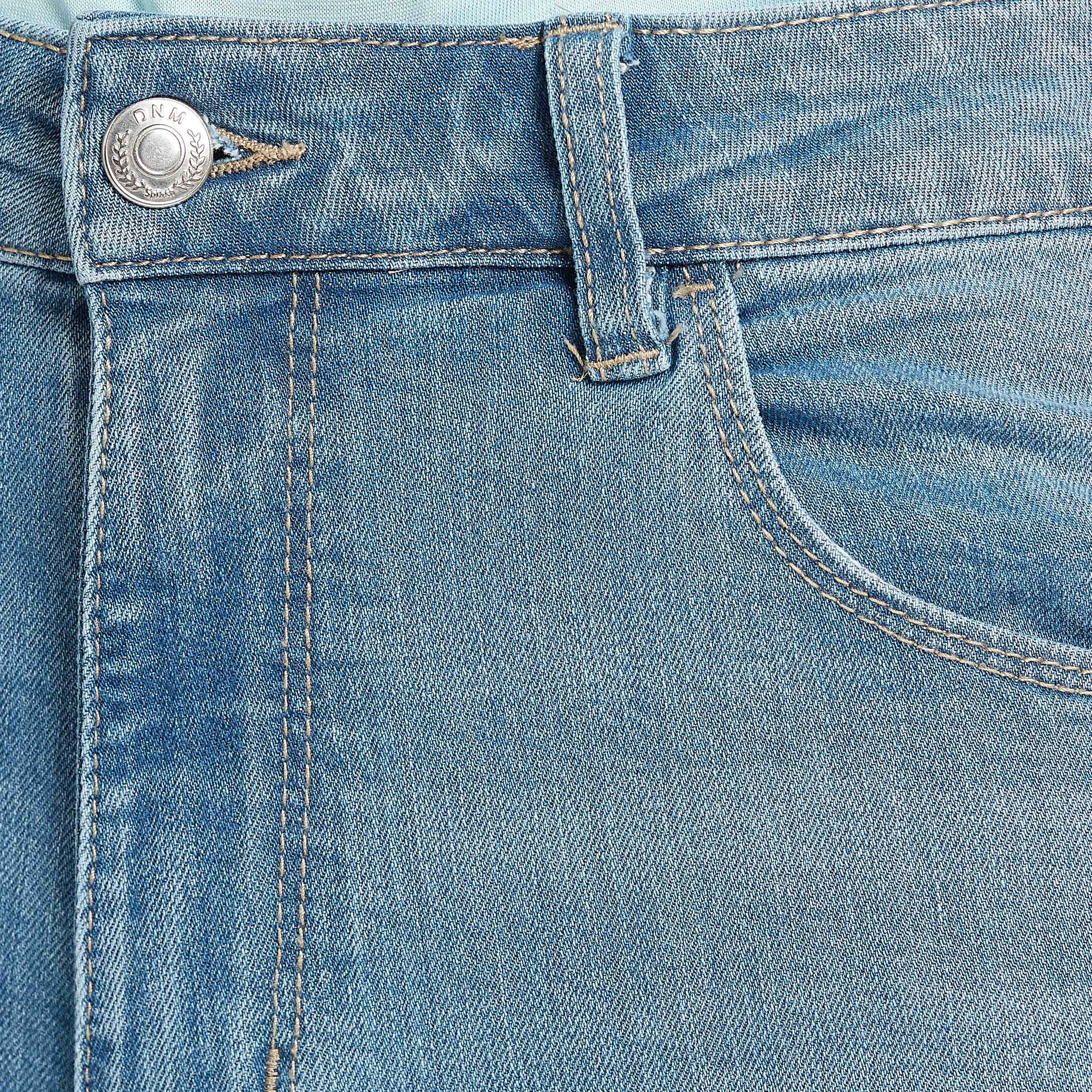 Denim Mid-Rise Shorts with Pocket Detail and Frayed Grazers-women-clothing-bottoms-shorts-image-3