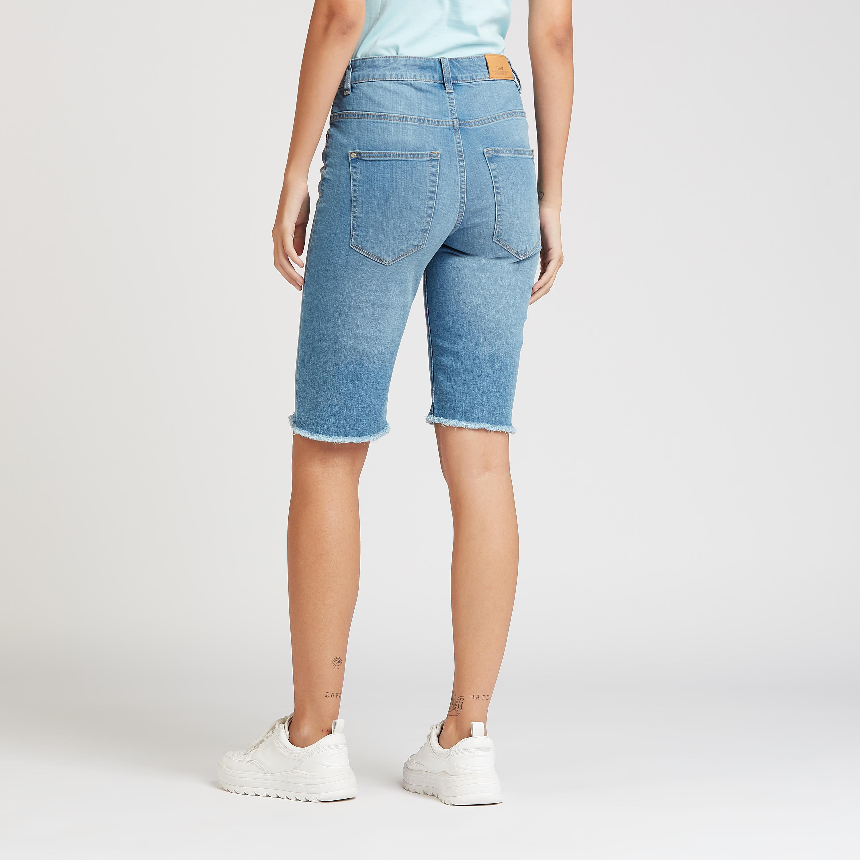 Denim Mid-Rise Shorts with Pocket Detail and Frayed Grazers-women-clothing-bottoms-shorts-image-4
