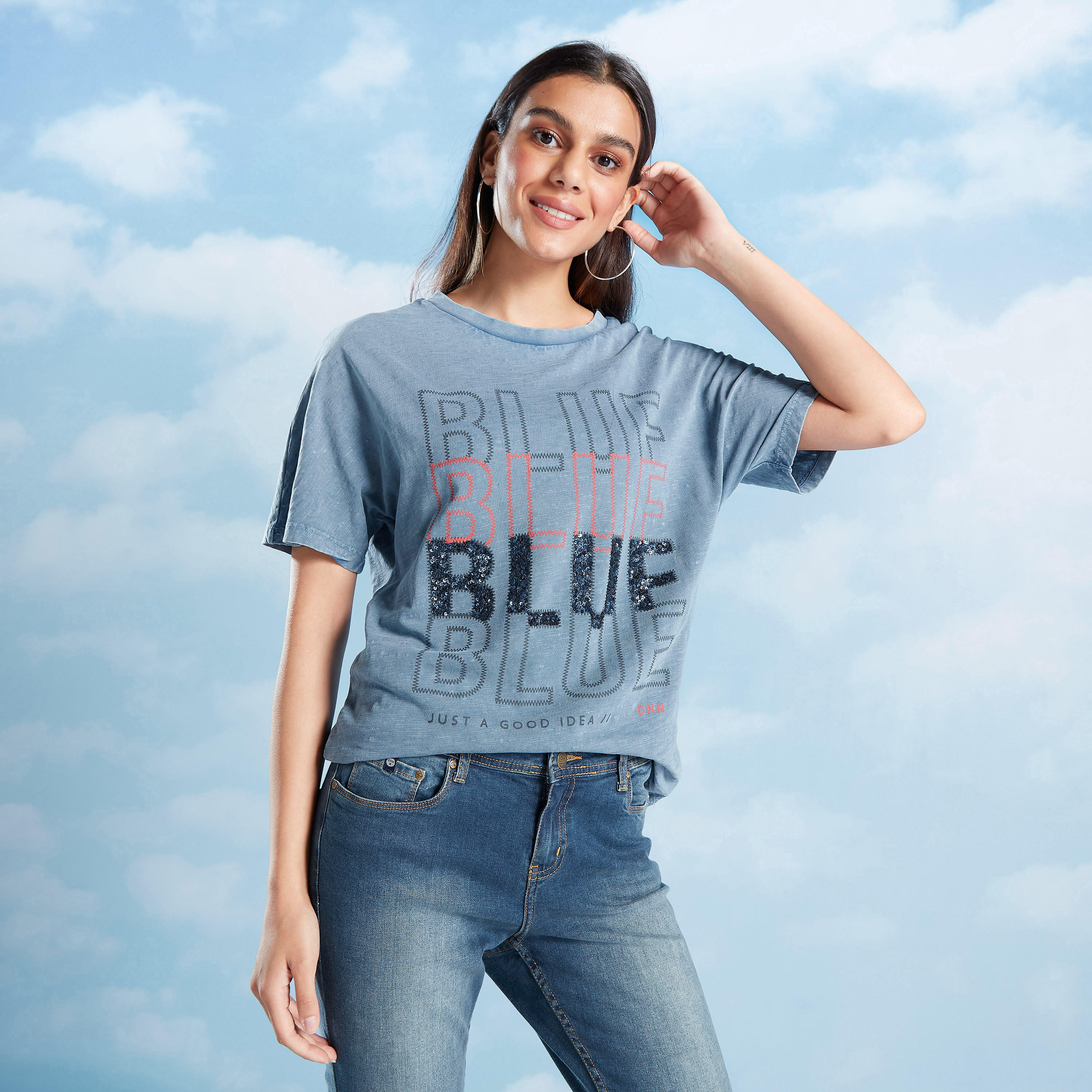 Printed T-shirt with Crew Neck and Short Sleeves-women-clothing-tshirts-image-1