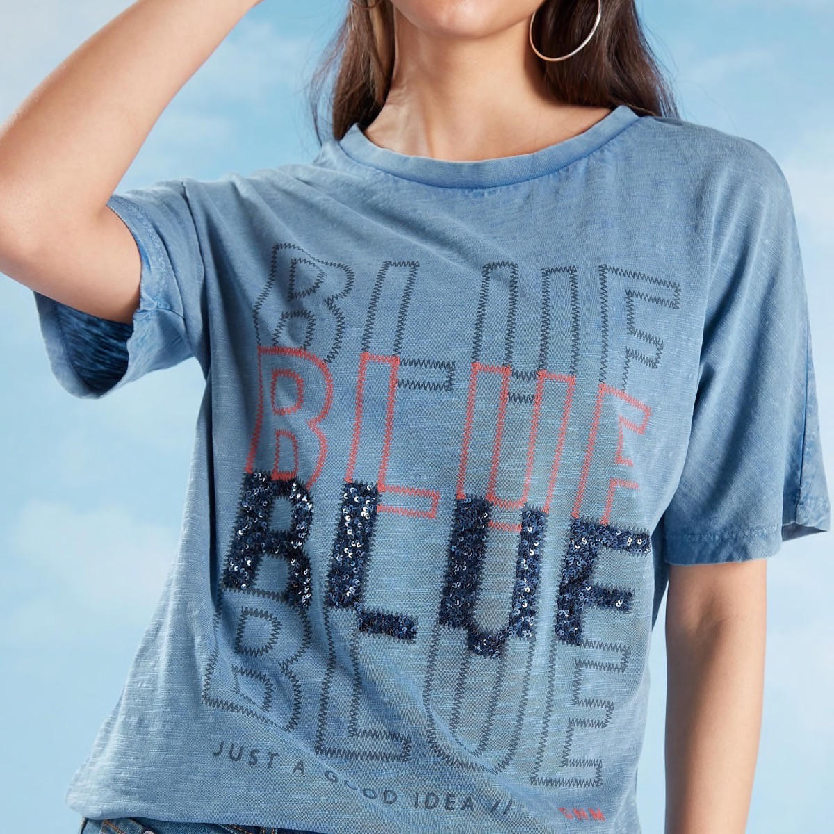 Printed T-shirt with Crew Neck and Short Sleeves-women-clothing-tshirts-image-3