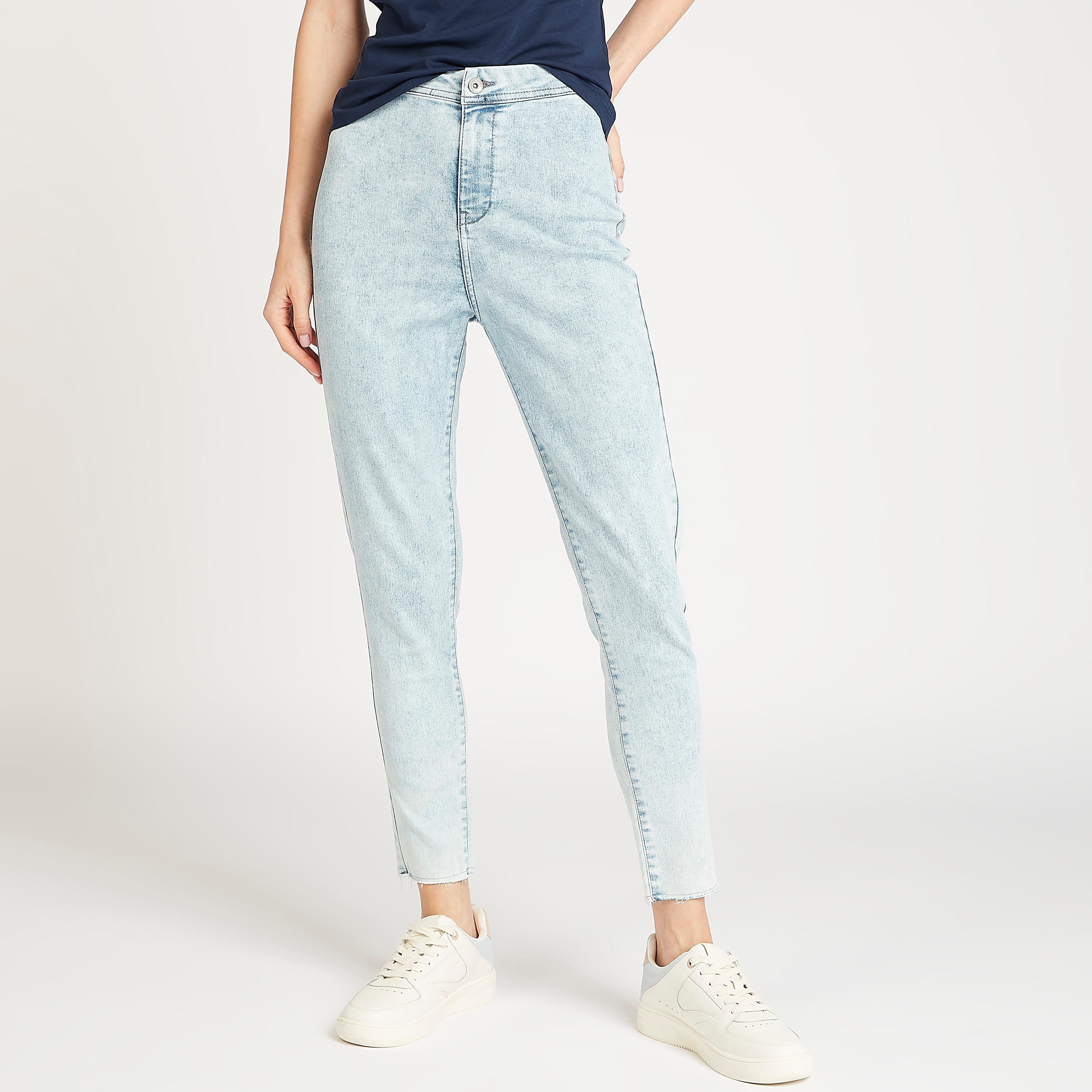Sustainable Ankle Length Solid Jeans with Button Closure-women-clothing-bottoms-jeans-image-1
