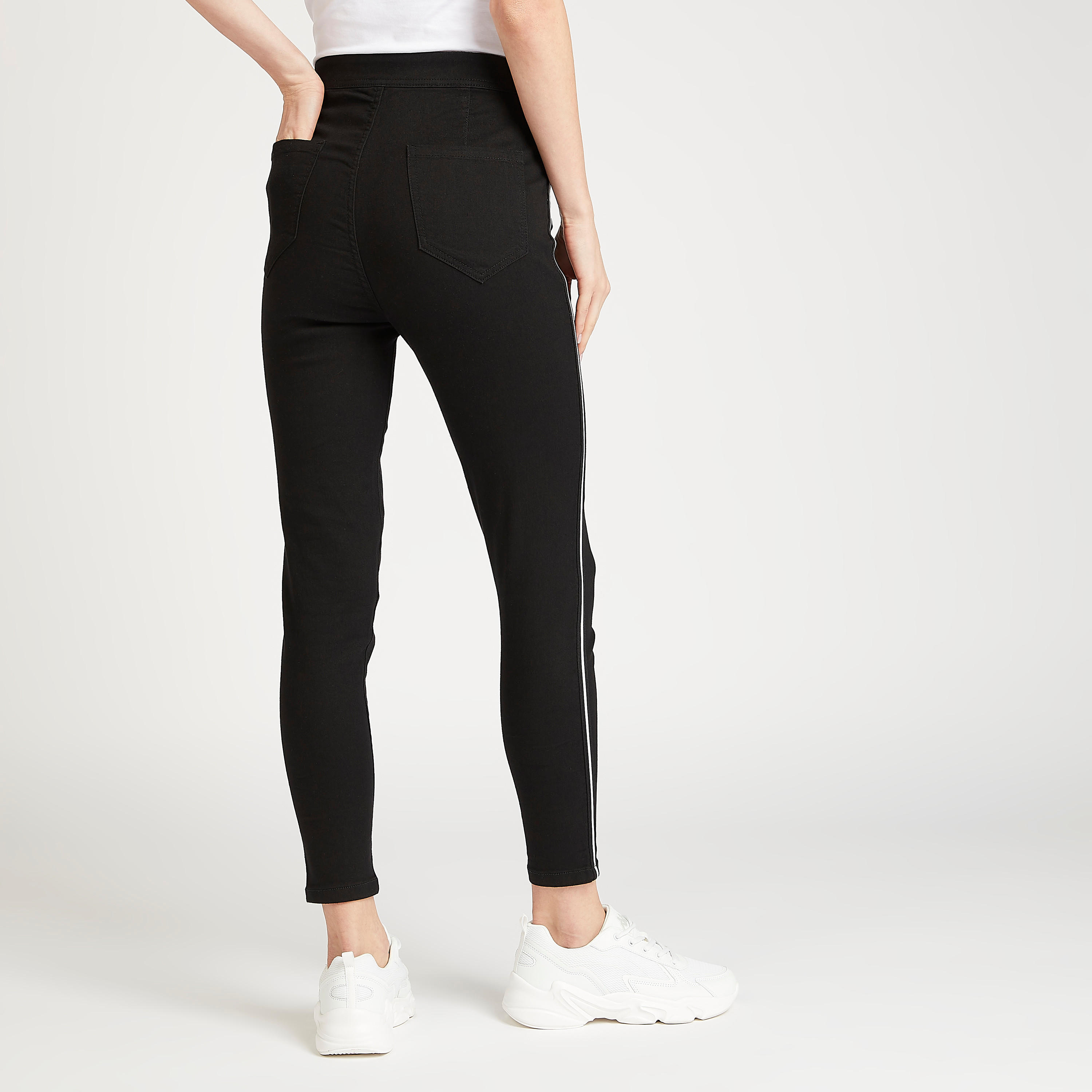 بنطلون مستدام دينم سادة بقصّة ضيّقة وطول الكاحل وزر إغلاق-women-clothing-bottoms-leggings-image-1