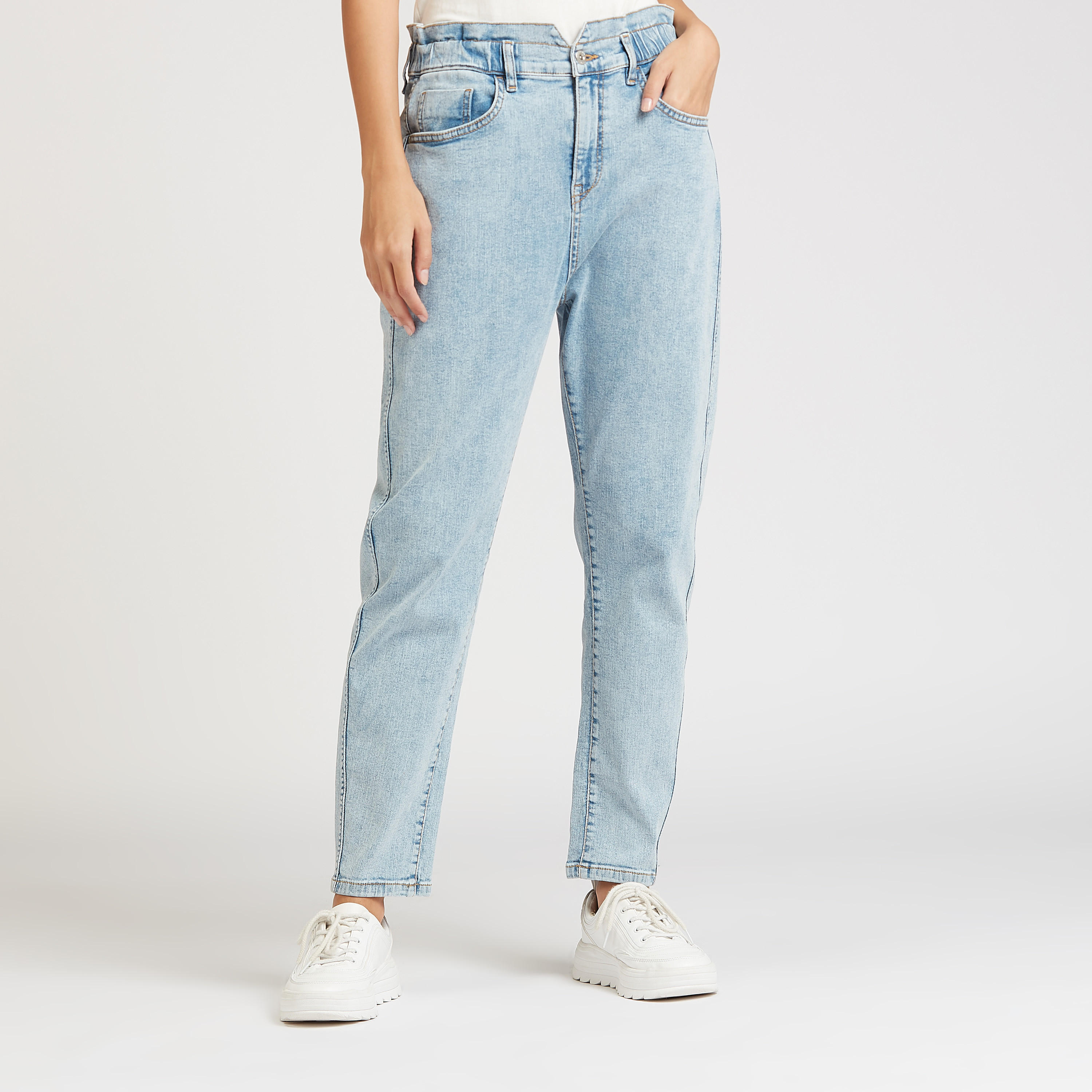 Solid Mid-Rise Jeans with Pocket Detail and Belt Loops-women-clothing-bottoms-jeans-image-1