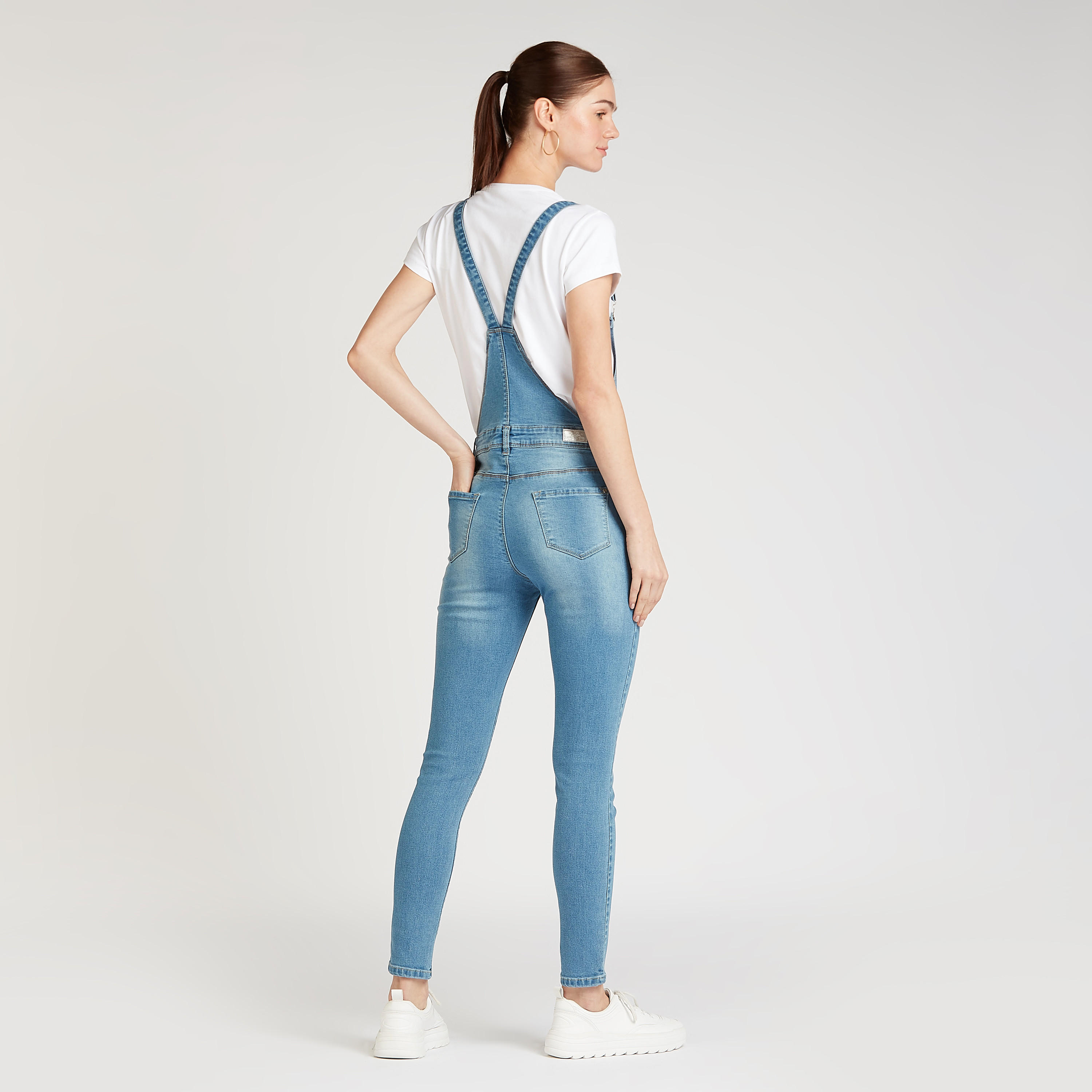 Solid Dungarees with Adjustable Straps and Pocket Detail-women-clothing-jumpsuits-image-4