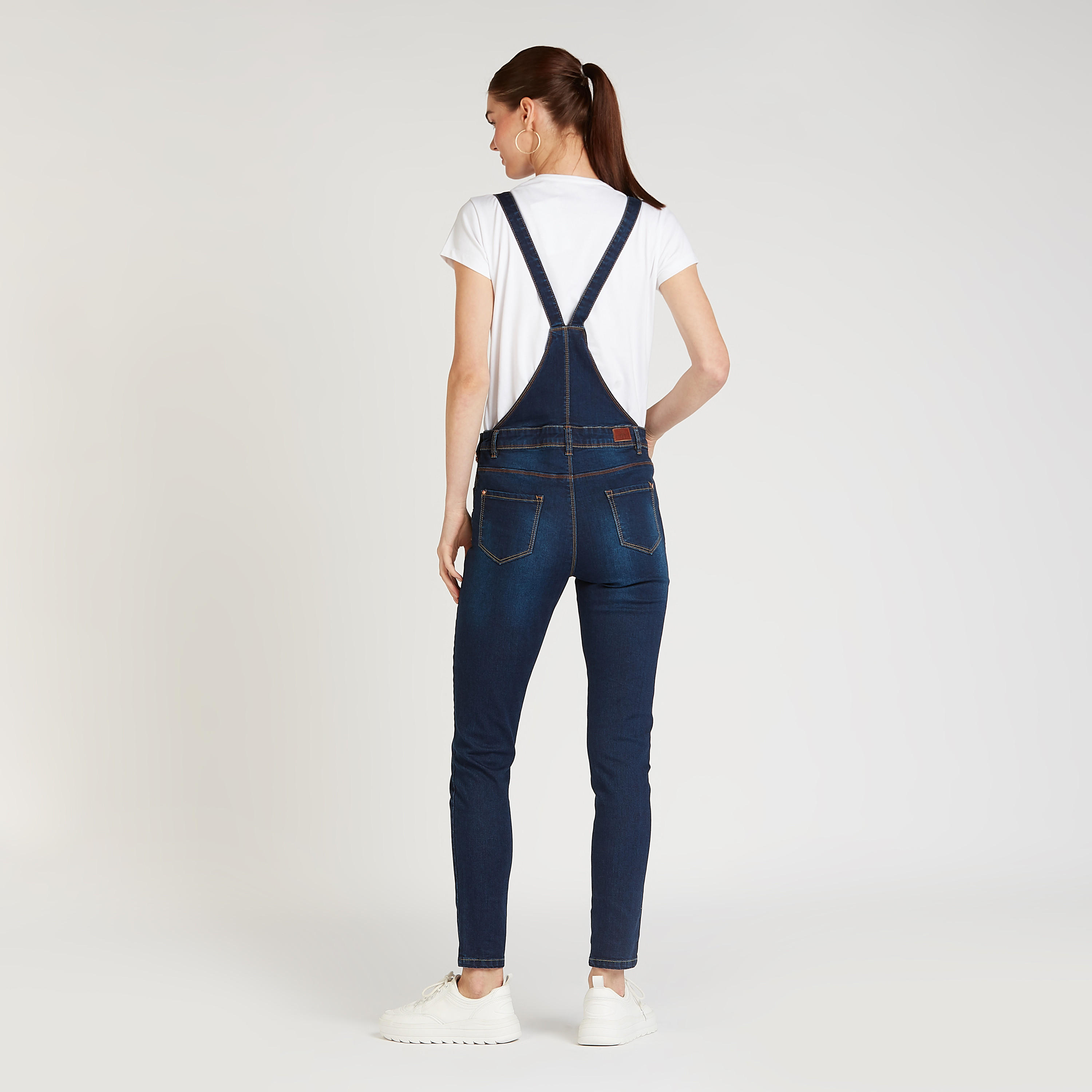 Solid Dungarees with Button Closure and Pocket Detail-women-clothing-bottoms-jeans-image-3