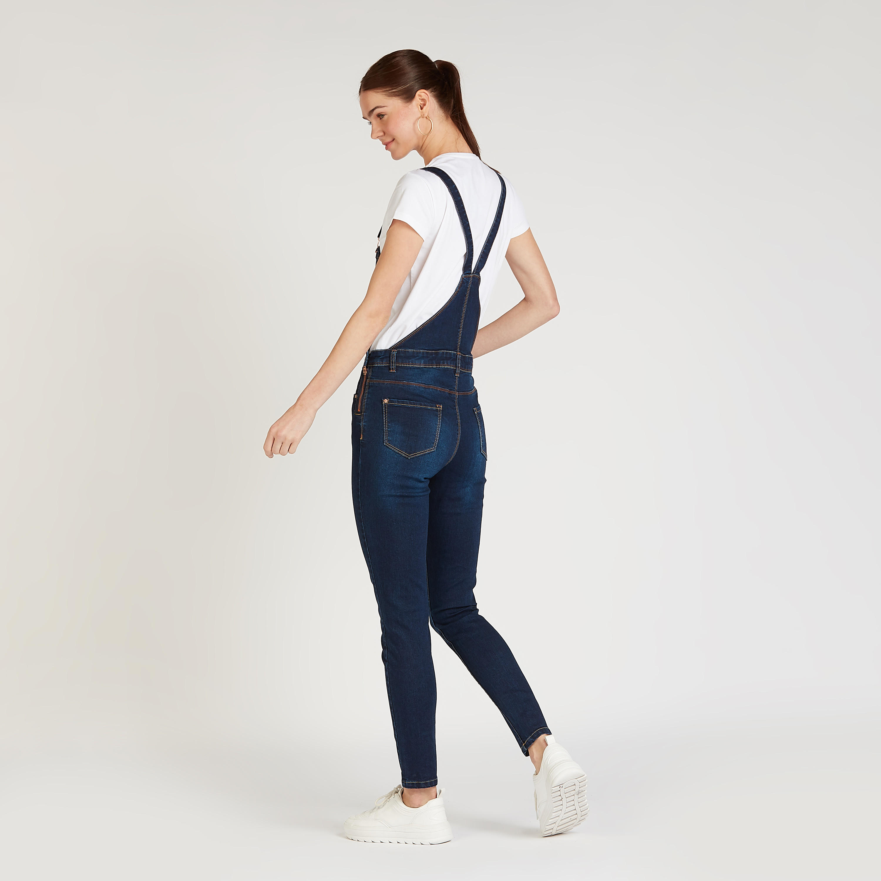 Solid Dungarees with Button Closure and Pocket Detail-women-clothing-bottoms-jeans-image-4