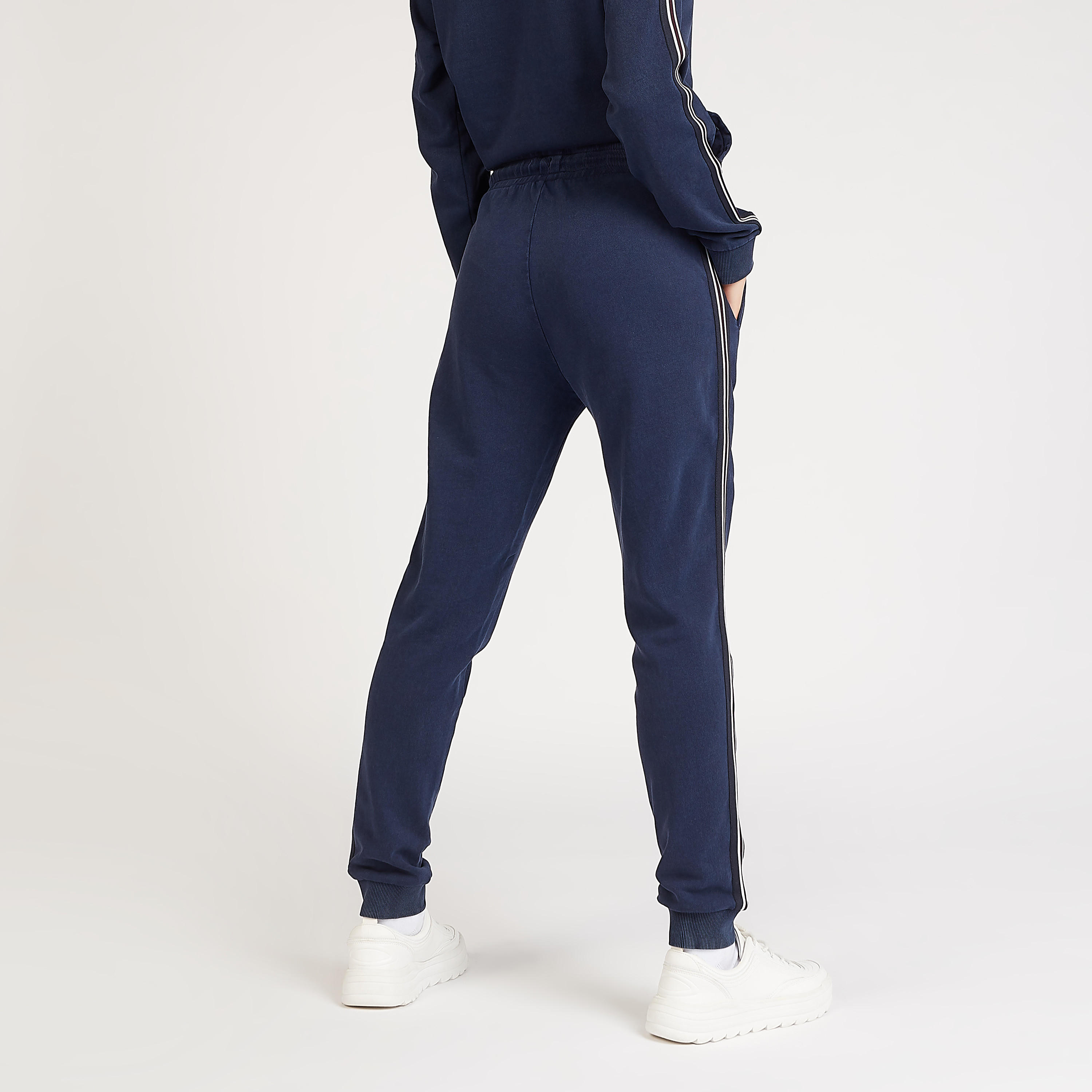 بنطلون رياضي سليم فيت بارز الملمس بتفاصيل مخططة-women-clothing-bottoms-joggers-image-4