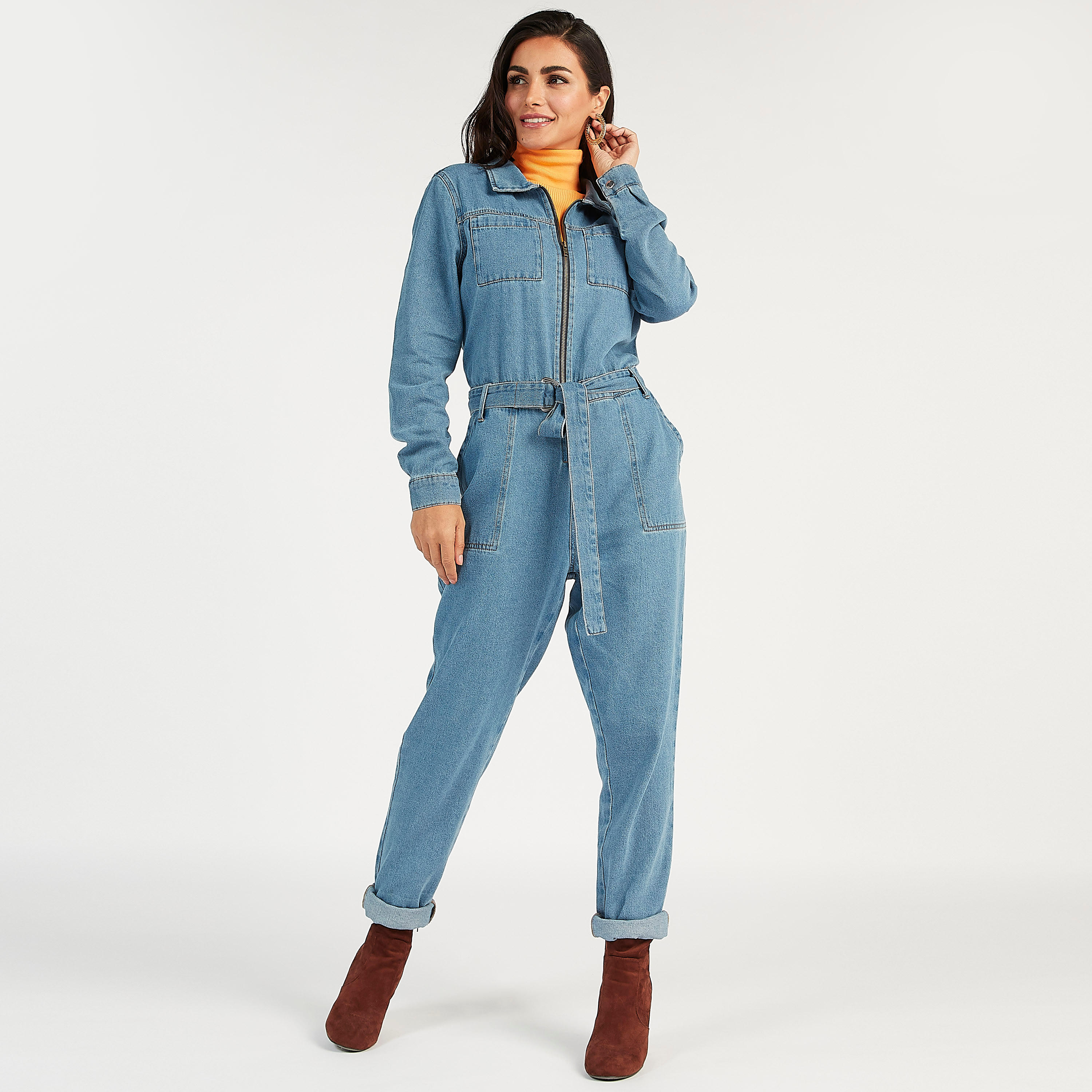 أفرول مستدام دينم بجيوب وسحّاب إغلاق-women-clothing-jumpsuits-image-2