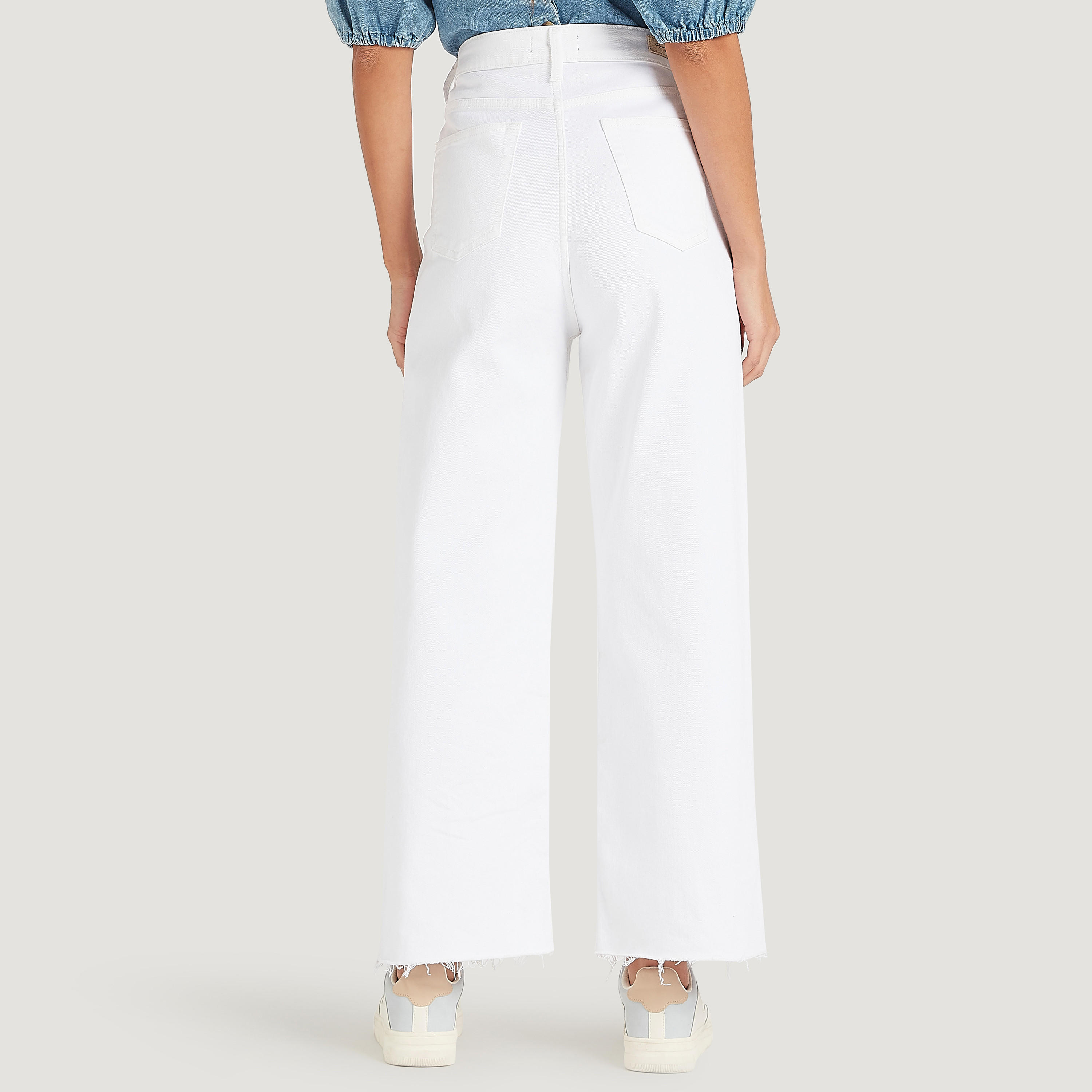 Solid Mid-Rise Bootcut Denim Trousers with Button Closure-women-clothing-bottoms-jeans-image-4