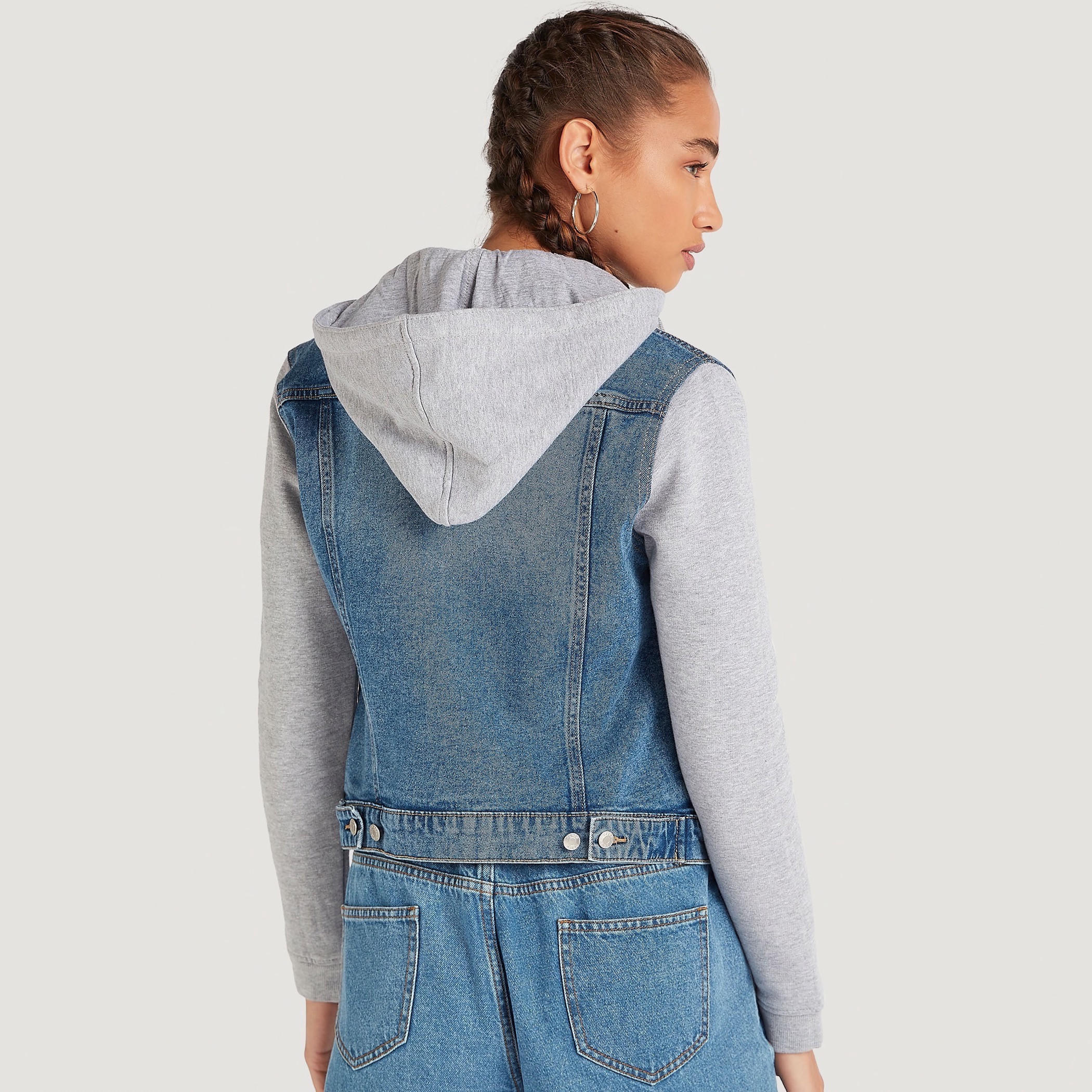 Solid Denim Jacket with Hood and Long Sleeves-women-winterwear-coatsandjackets-jackets-image-4