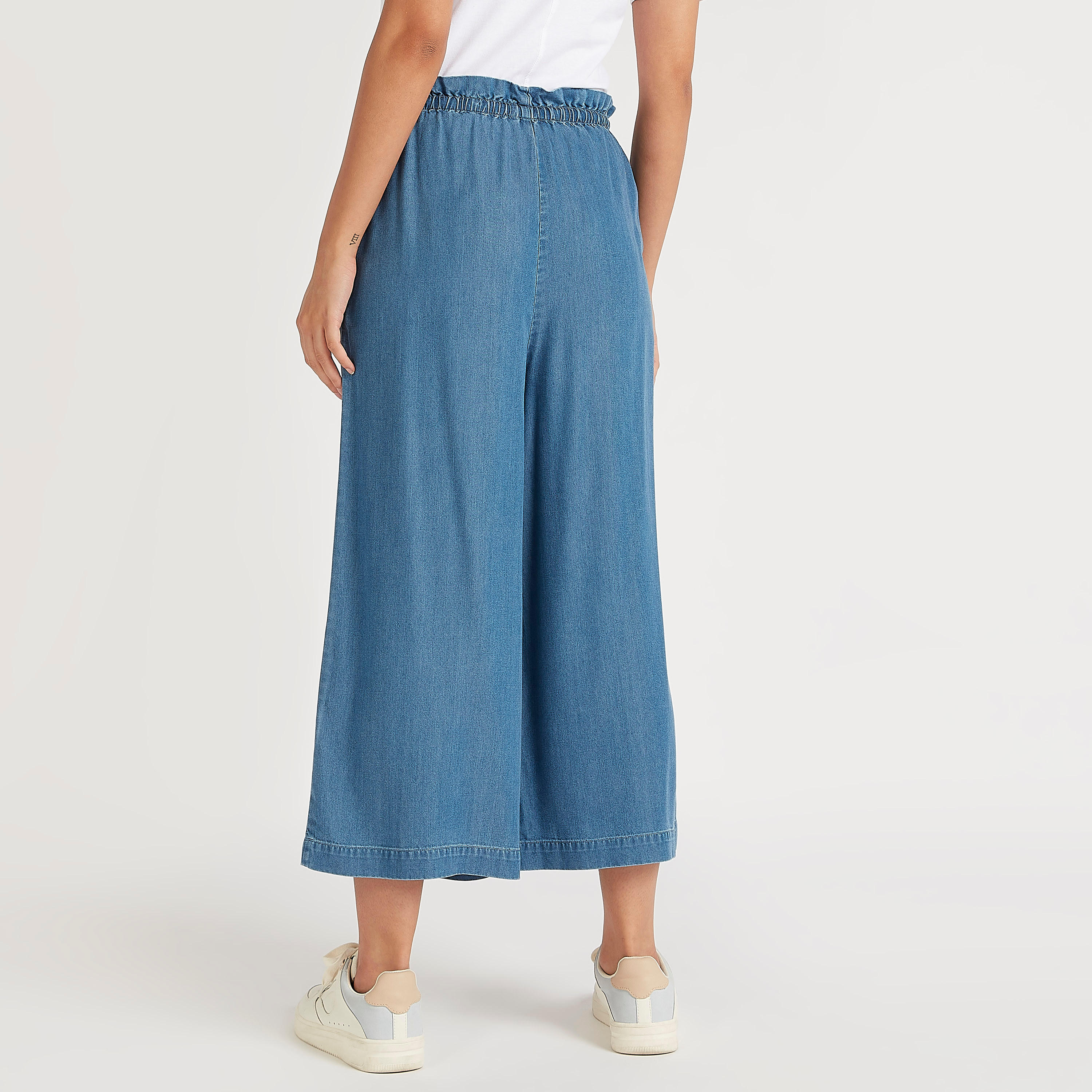 Solid Flexi Waist Palazzo Pants with Drawstring Closure and Pockets-women-clothing-bottoms-trousers-image-4