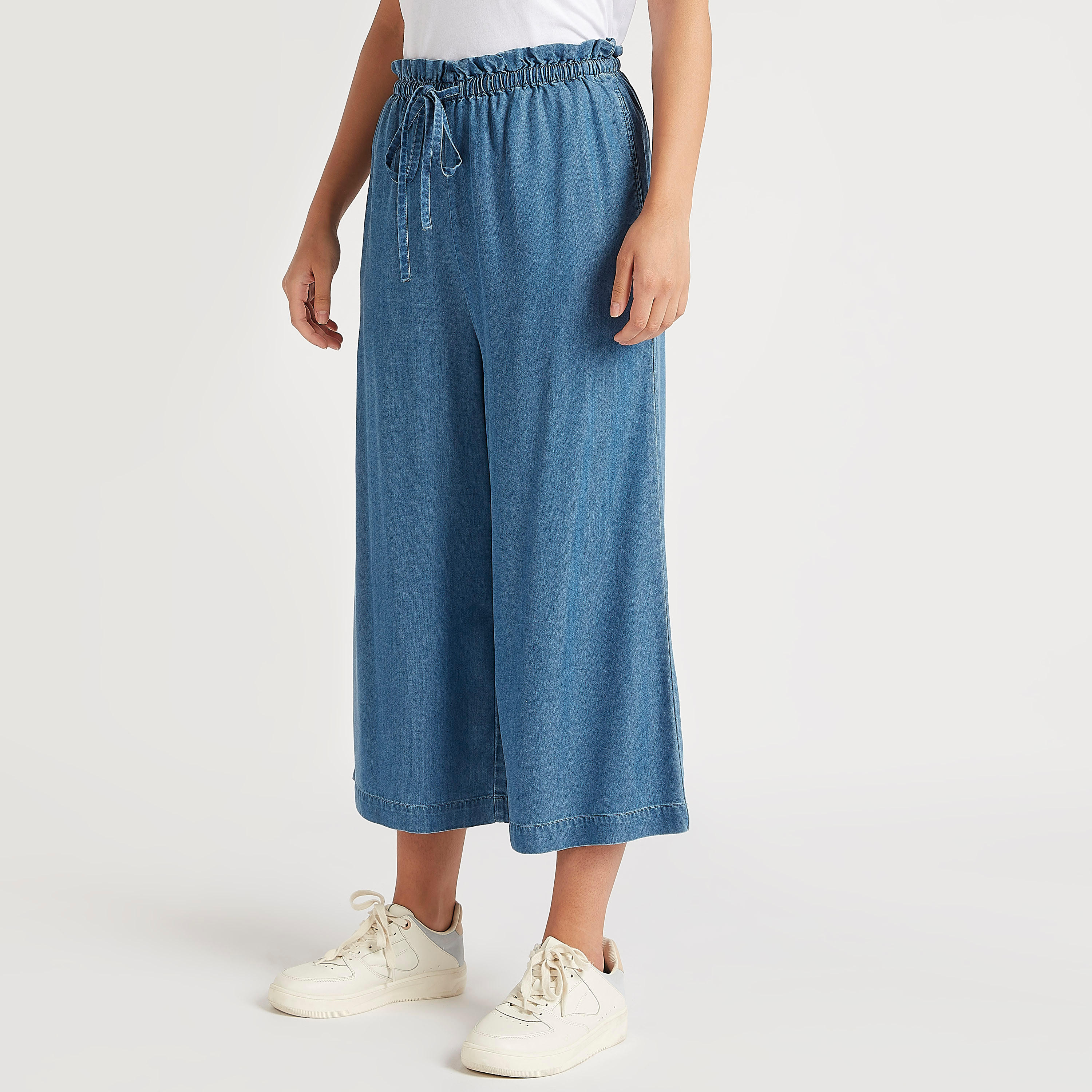 Solid Flexi Waist Palazzo Pants with Drawstring Closure and Pockets-women-clothing-bottoms-trousers-image-6