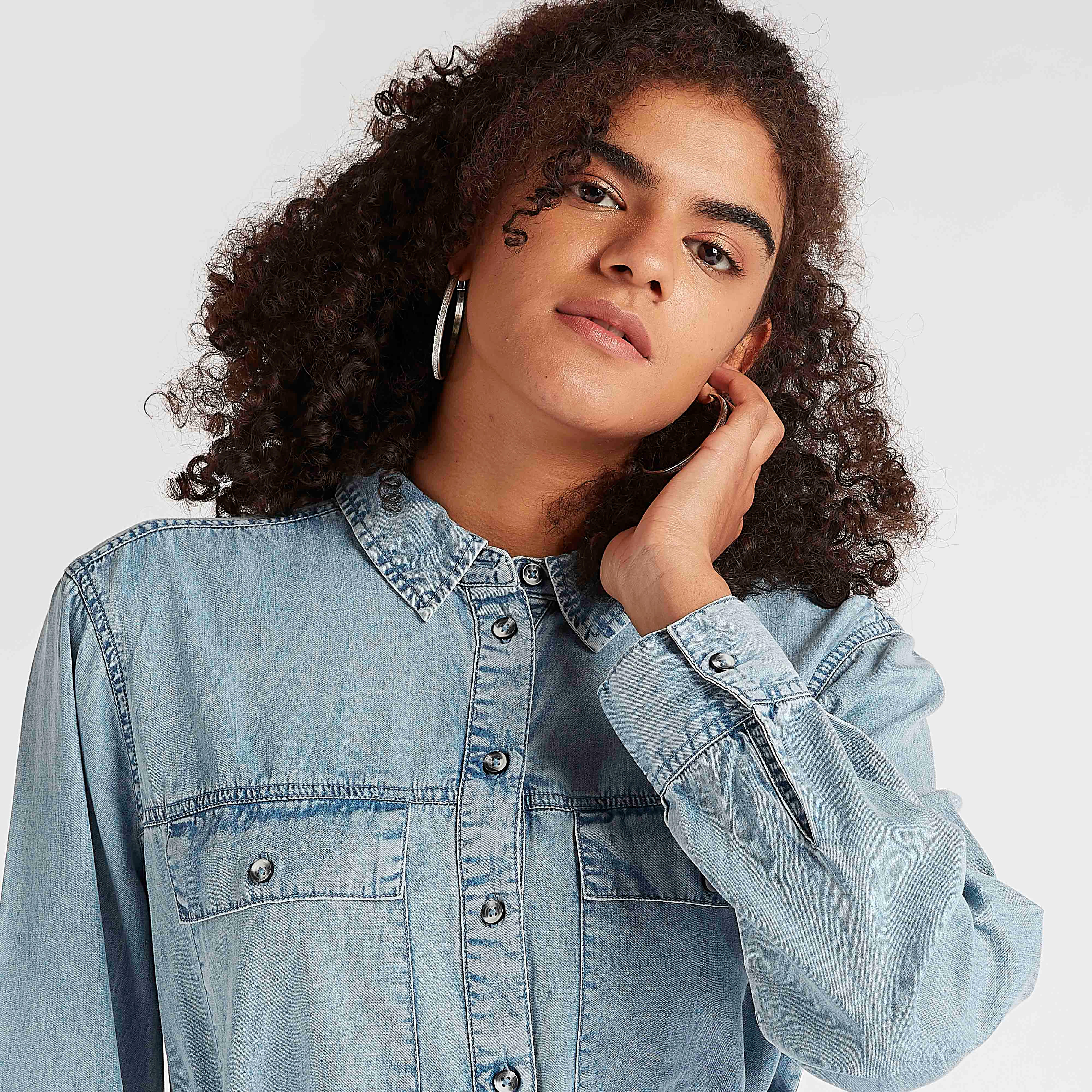 تونيك دينم بياقة عادية وأكمام طويلة ورباط على الخصر-women-clothing-shirtsandblouses-blouses-image-3