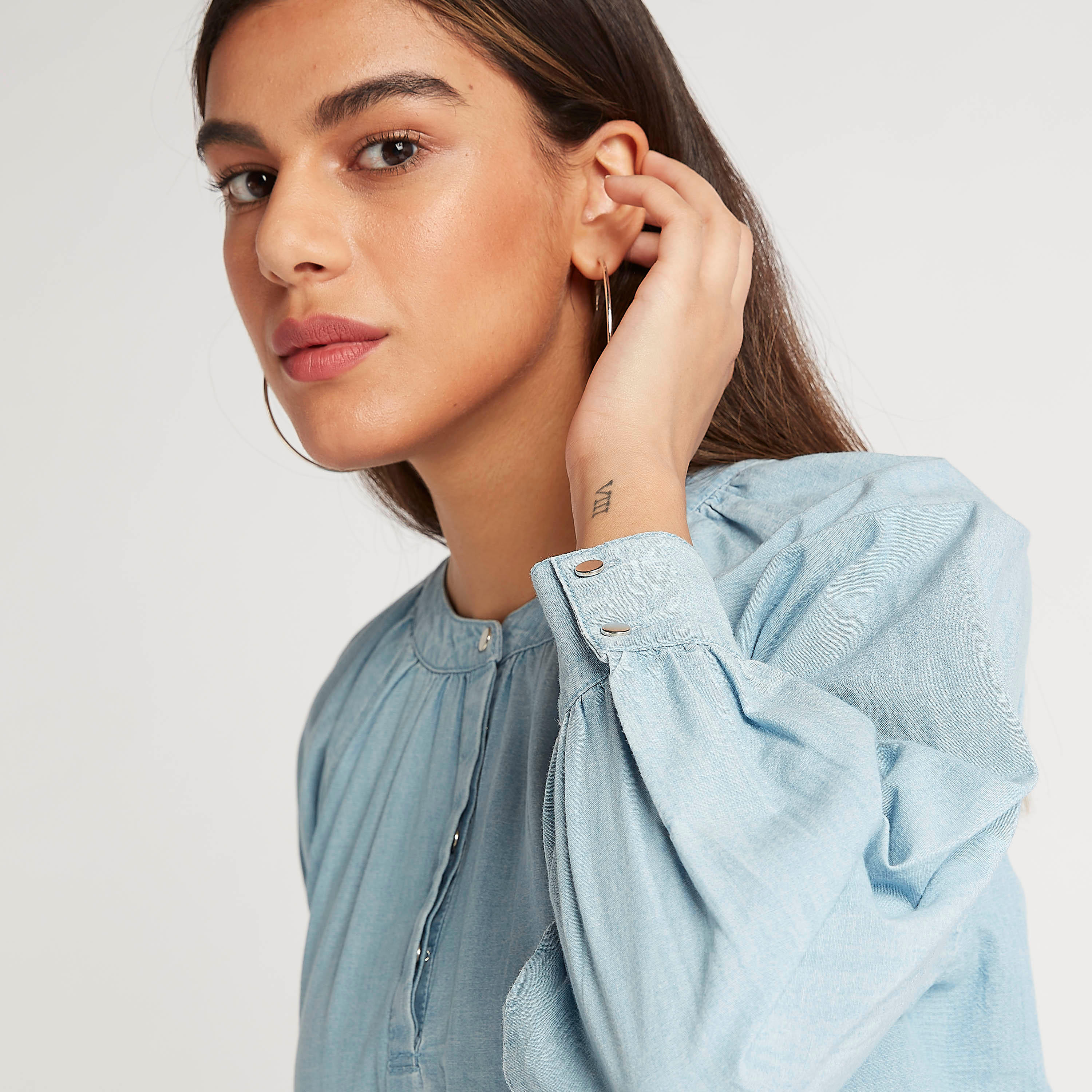 Solid Top with Mandarin Collar and Long Sleeves-women-clothing-shirtsandblouses-blouses-image-5