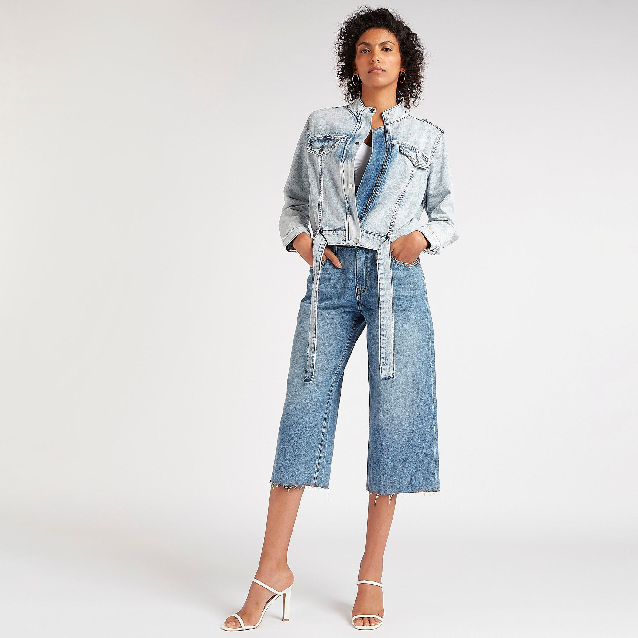 Solid Cropped Denim Jacket with Belt and Flap Pockets-women-winterwear-coatsandjackets-jackets-image-3