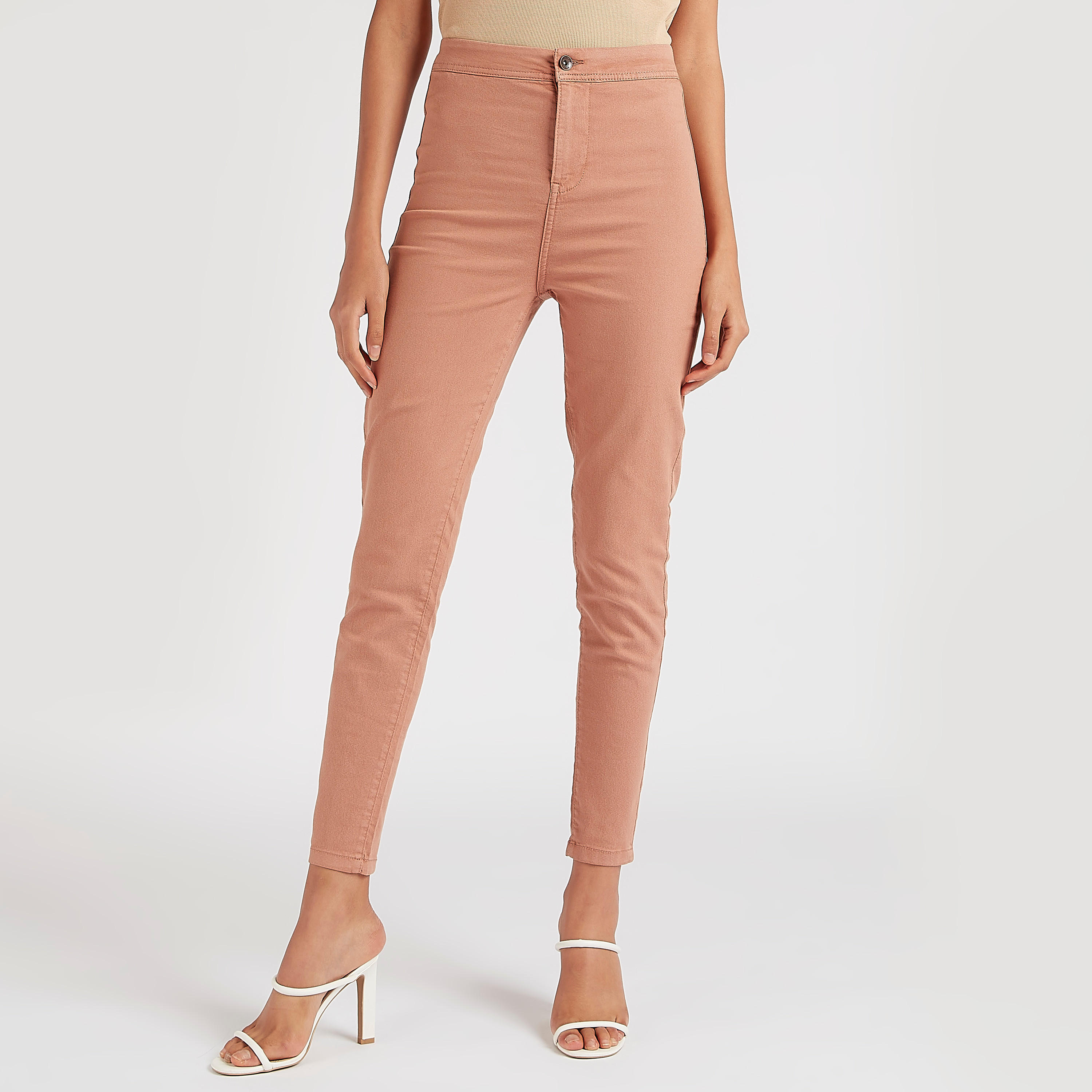 بنطلون بقصّة ضيّقة سادة سكيني بخصر مرتفع-women-clothing-bottoms-leggings-image-5
