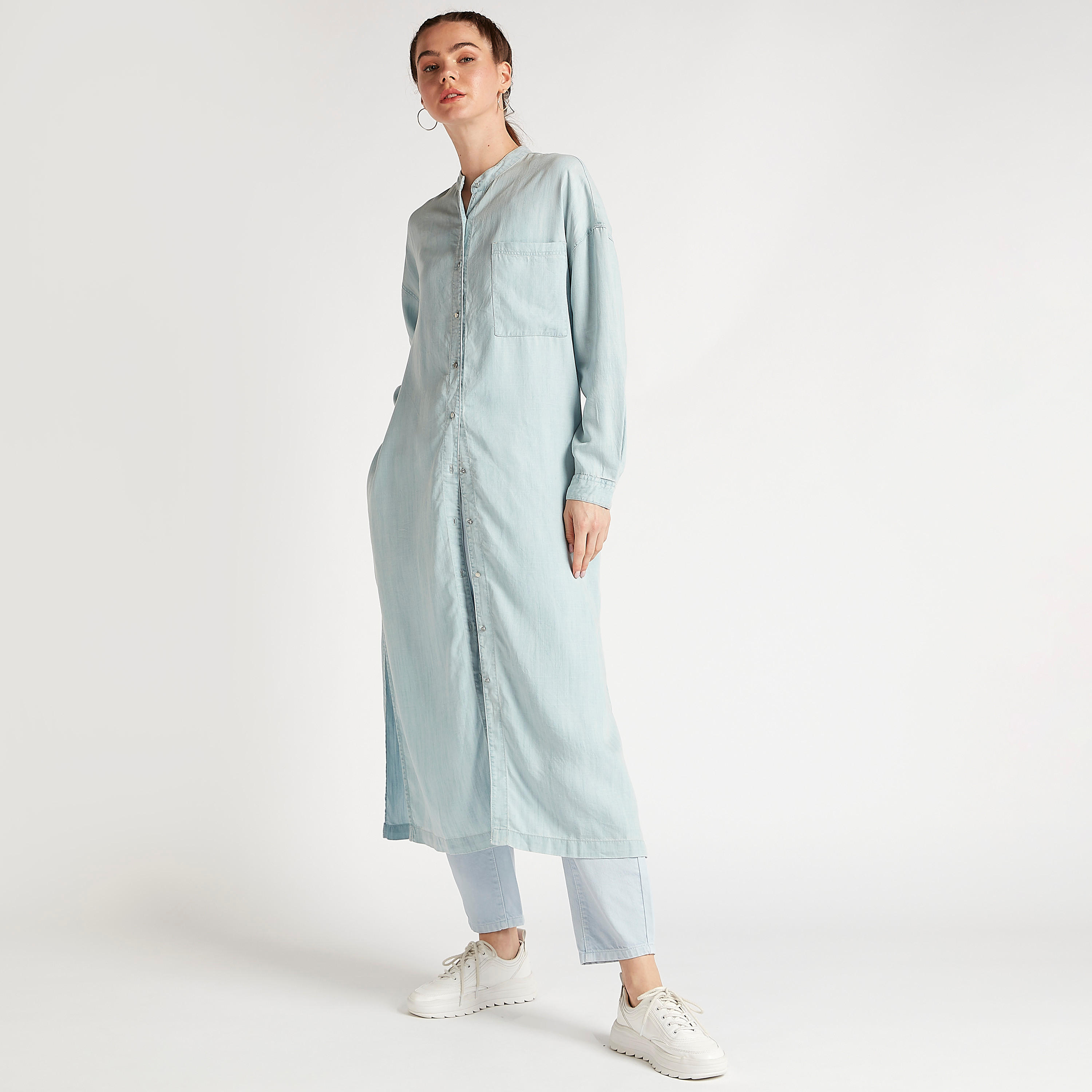 فستان قميص دنيم ميدي بأكمام طويلة وجيوب-women-clothing-dresses-image-2