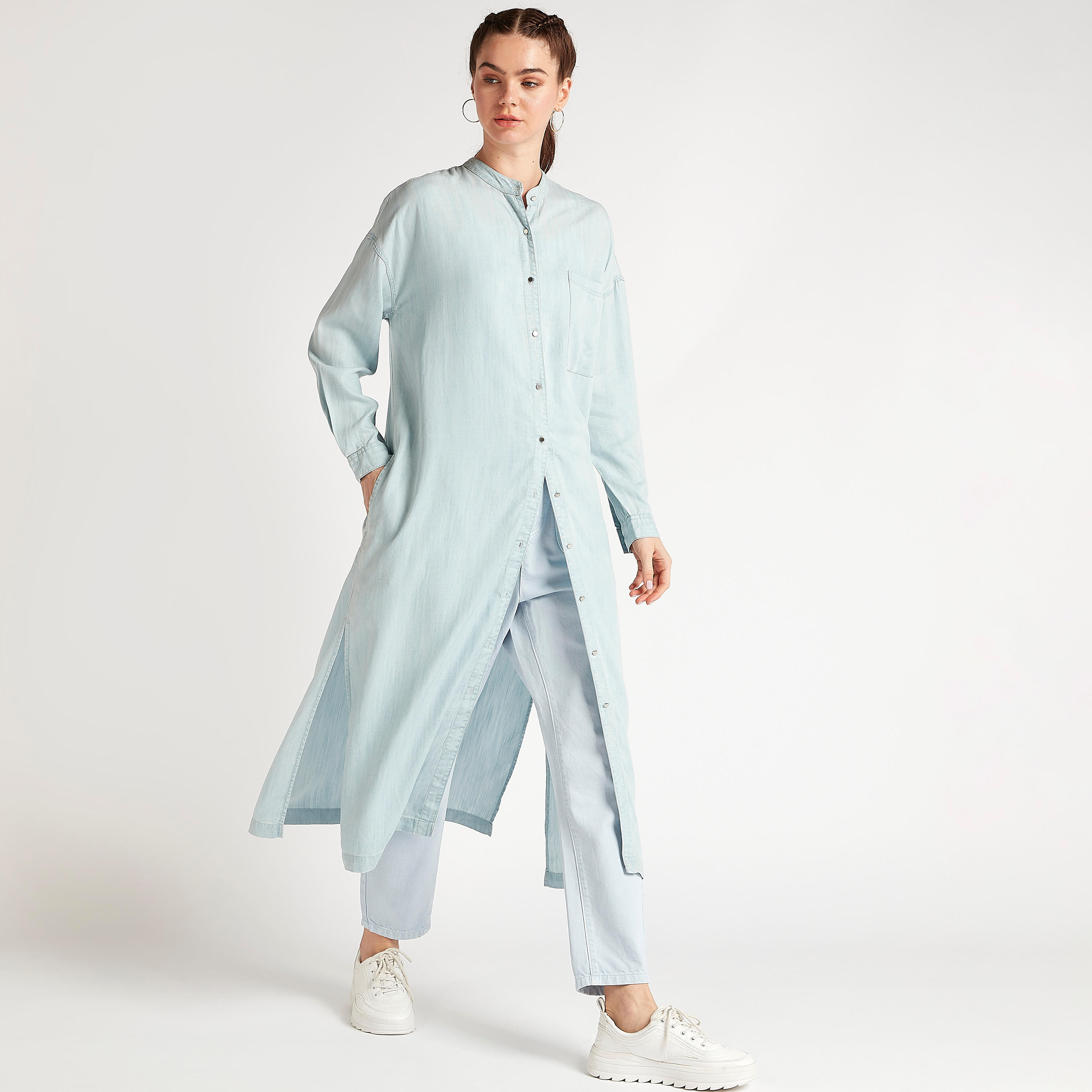 فستان قميص دنيم ميدي بأكمام طويلة وجيوب-women-clothing-dresses-image-5