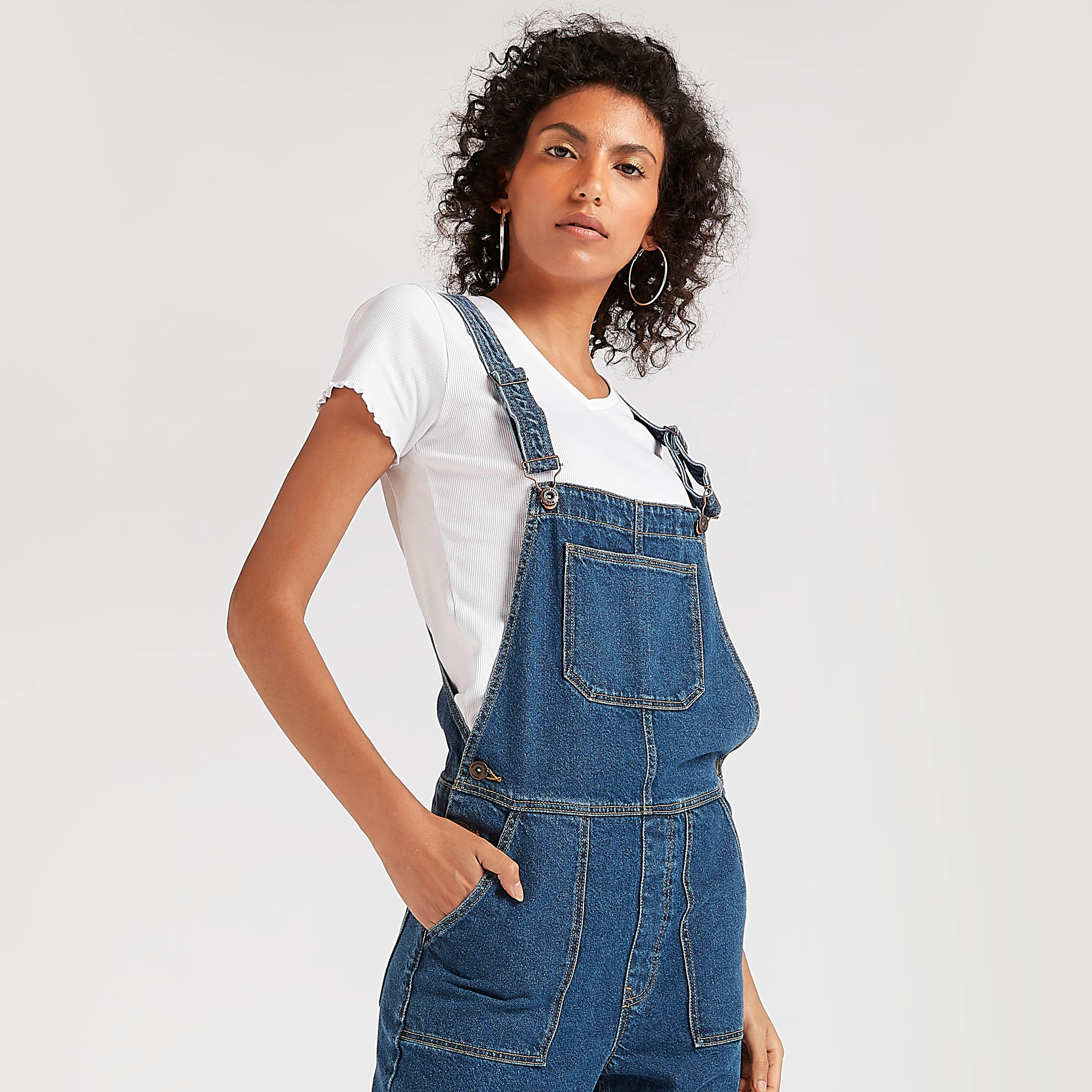 Solid Sleeveless Maxi Denim Dungarees with Pockets-women-clothing-jumpsuits-image-3