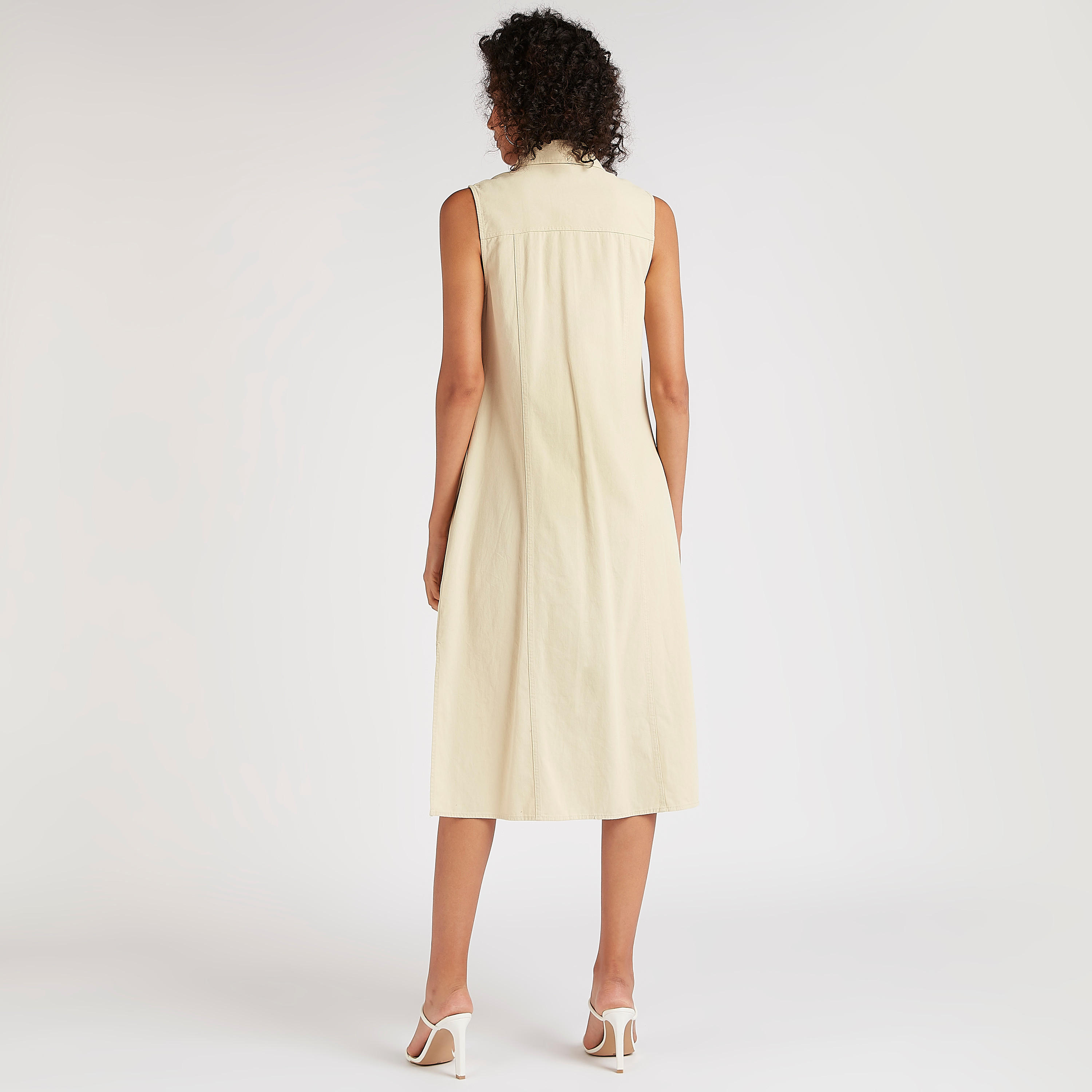 فستان ميدي إيه لاين دون أكمام وياقة عادية-women-clothing-dresses-image-5