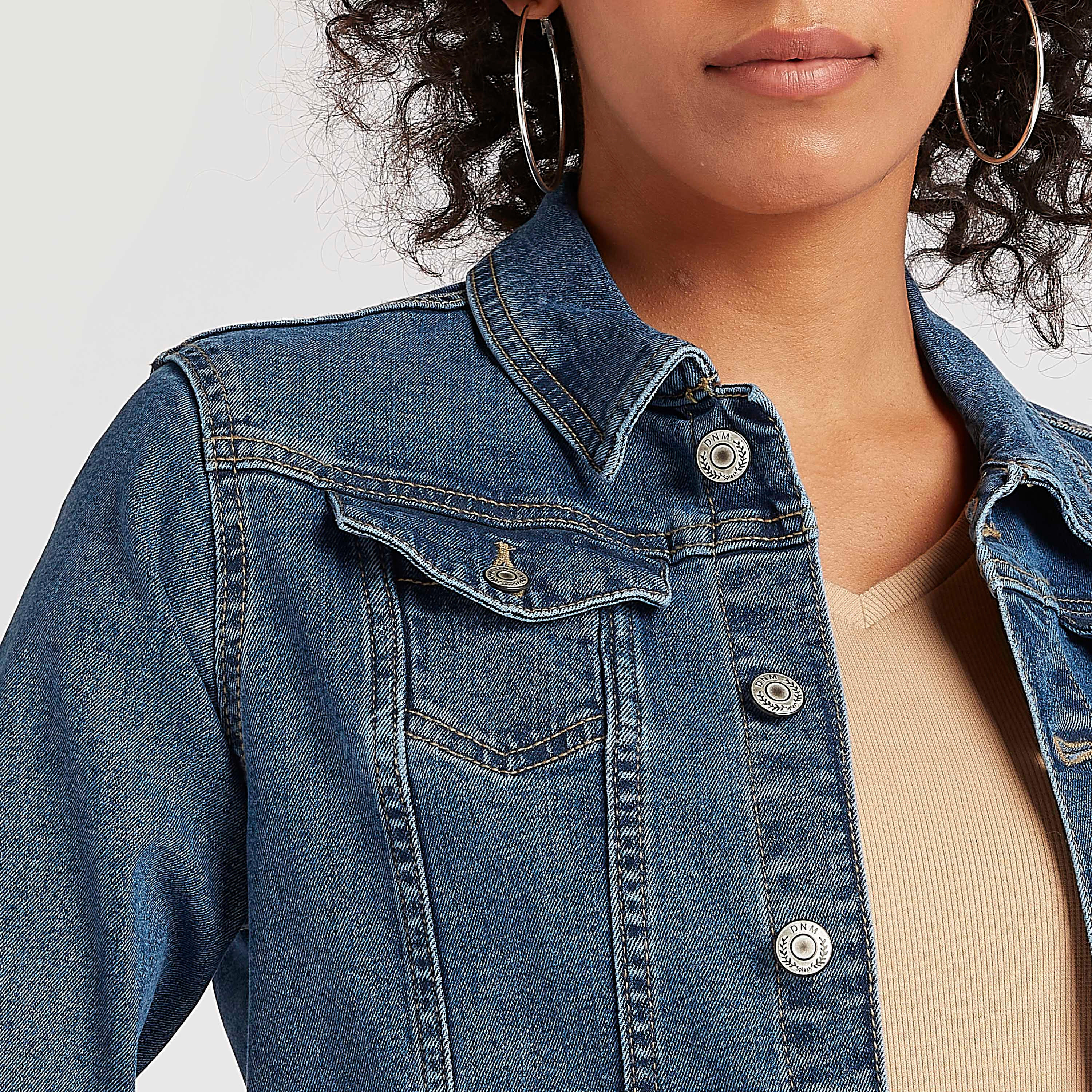 جاكيت دنيم سادة بجيوب وزر إغلاق-women-winterwear-coatsandjackets-jackets-image-1