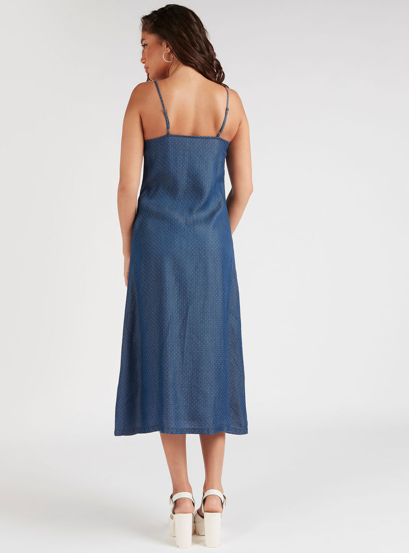 فستان بياقة v وطبعات منقّطة وفتحة أماميّة-women-clothing-dresses-image-2