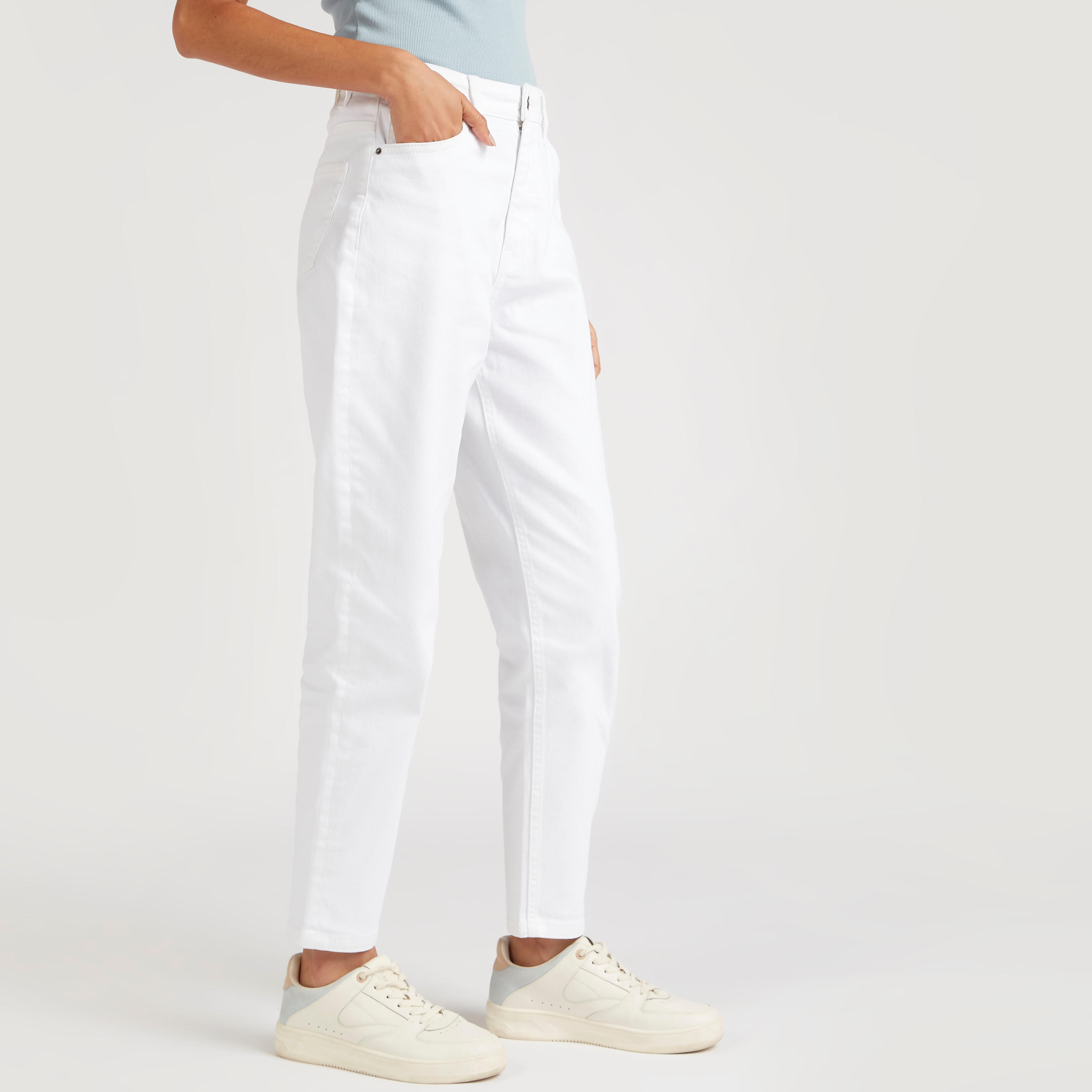 Solid Mom Fit Jeans with Button Closure-women-clothing-bottoms-jeans-image-5