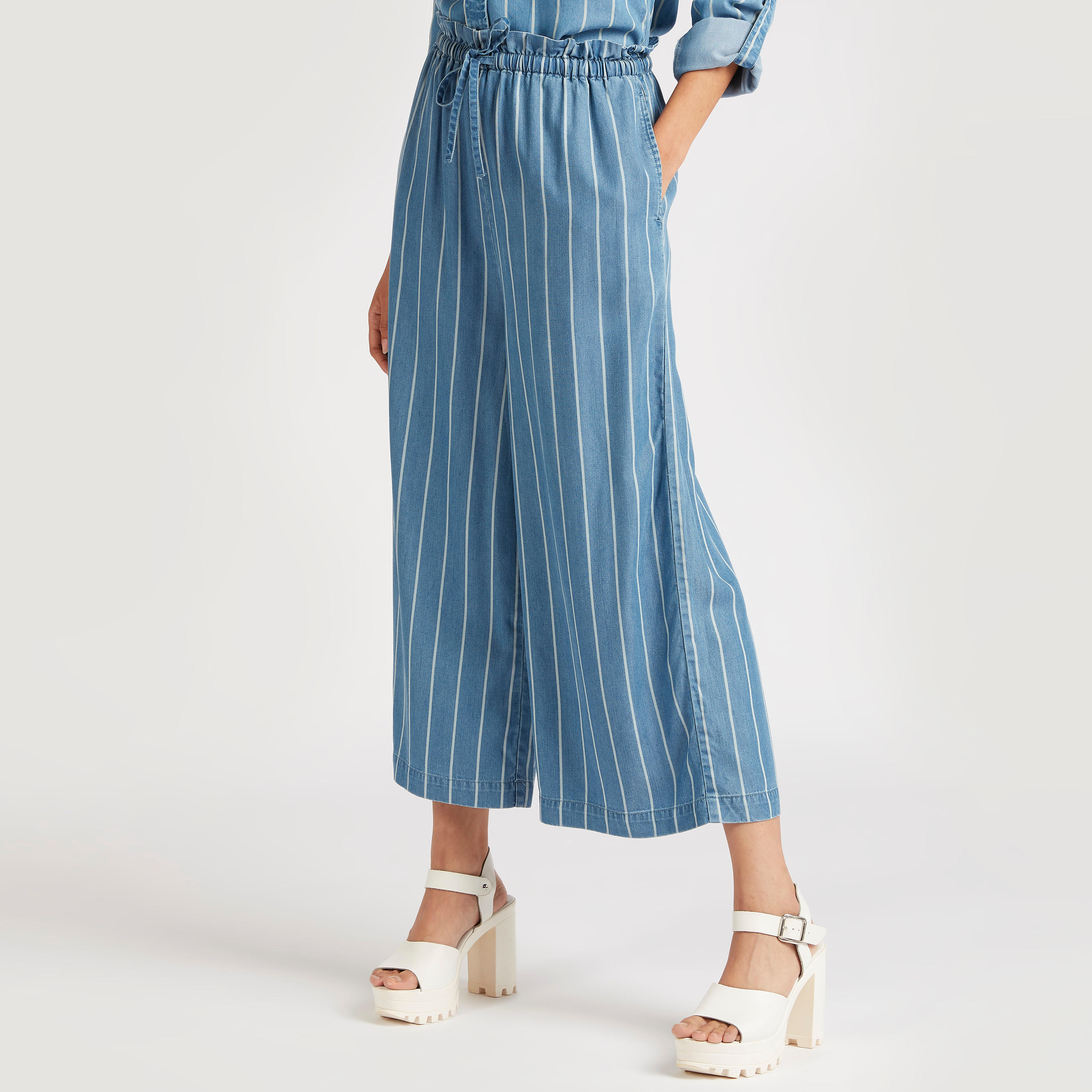 Striped Palazzo Pants with Drawstring Closure-women-clothing-bottoms-trousers-image-1