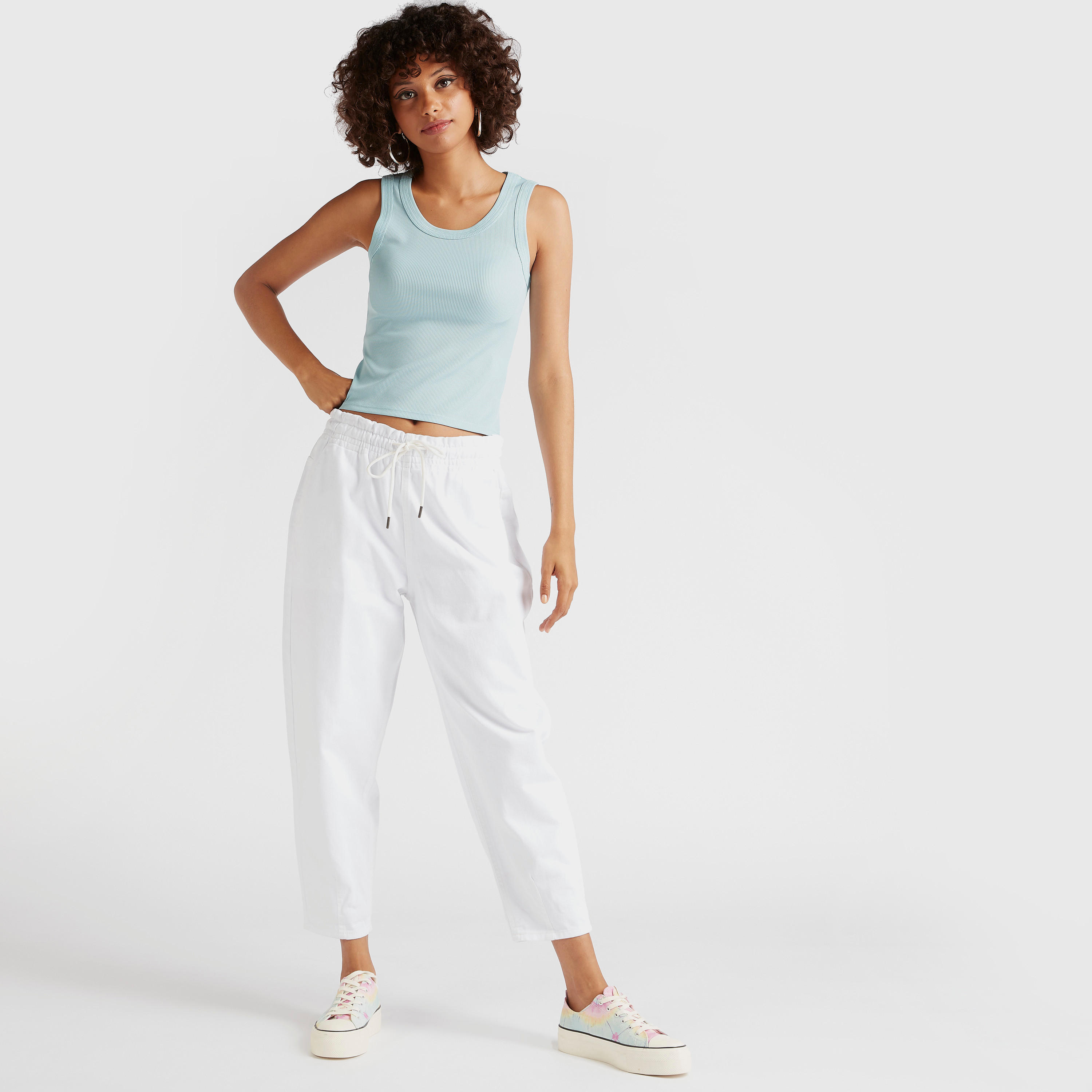 Solid Mid-Rise Slouchy Jeans with Elasticated Drawstring-women-clothing-bottoms-jeans-image-4