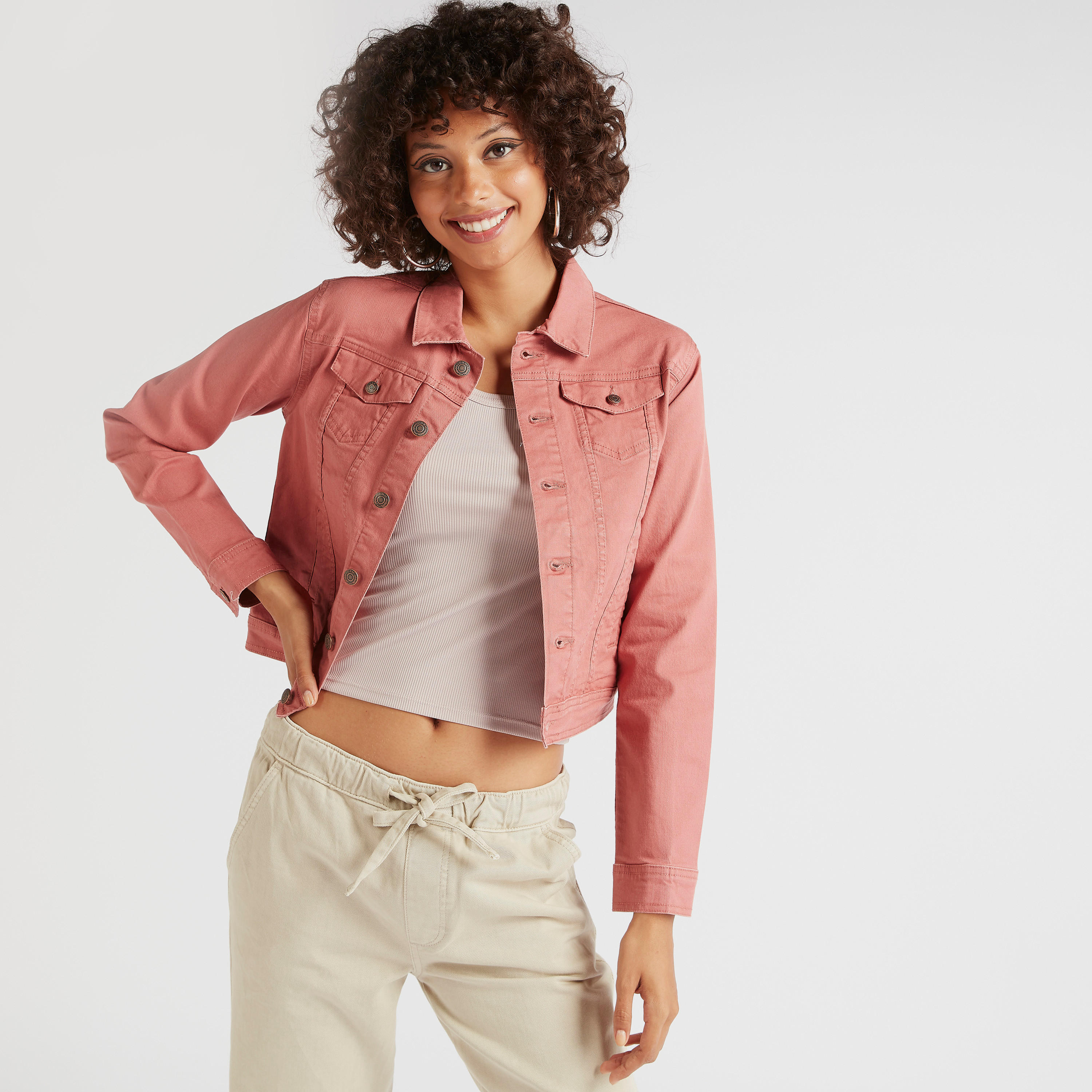 جاكيت دنيم سادة بجيوب بطيّة وزر إغلاق-women-winterwear-coatsandjackets-jackets-image-5