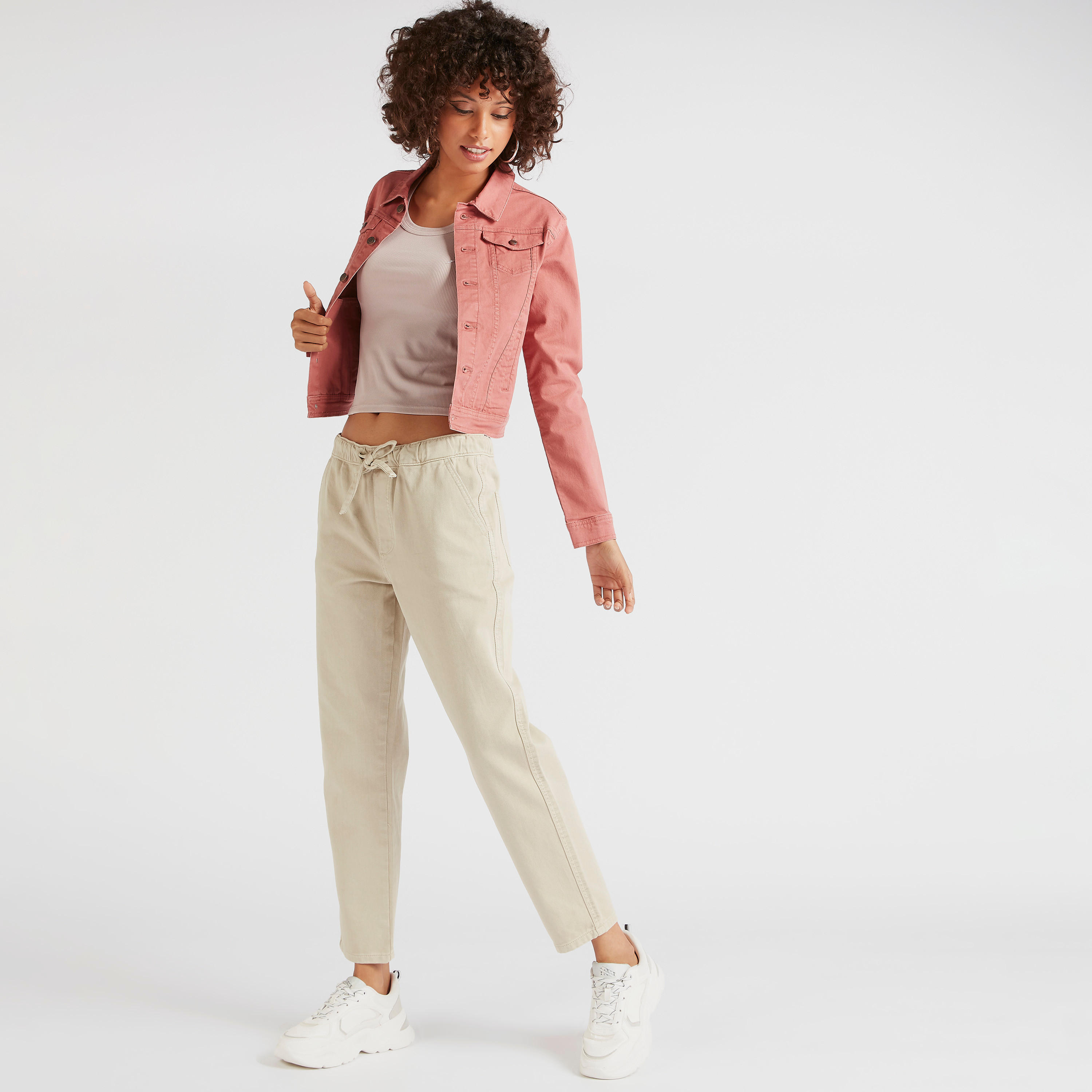 جاكيت دنيم سادة بجيوب بطيّة وزر إغلاق-women-winterwear-coatsandjackets-jackets-image-4