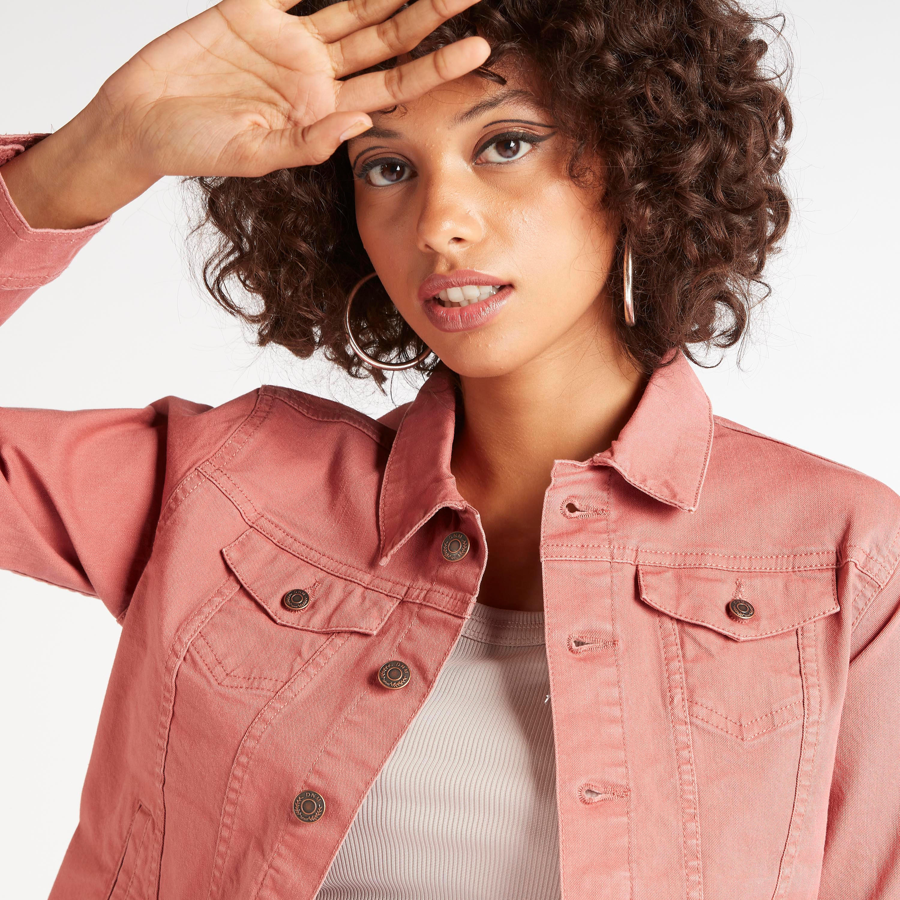 جاكيت دنيم سادة بجيوب بطيّة وزر إغلاق-women-winterwear-coatsandjackets-jackets-image-3
