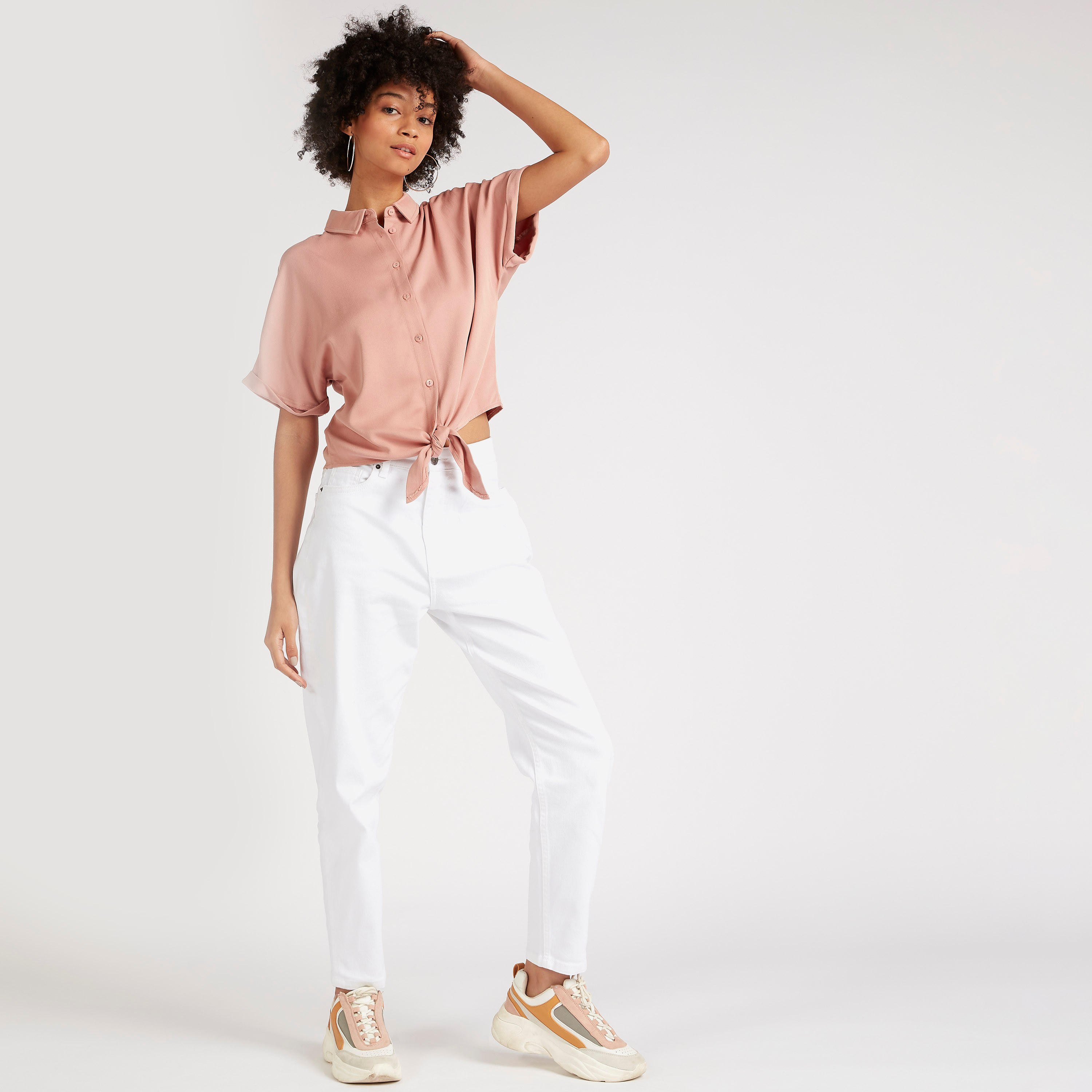 قميص سادة بياقة واسعة وأربطة أماميّة-women-clothing-shirtsandblouses-shirts-image-6