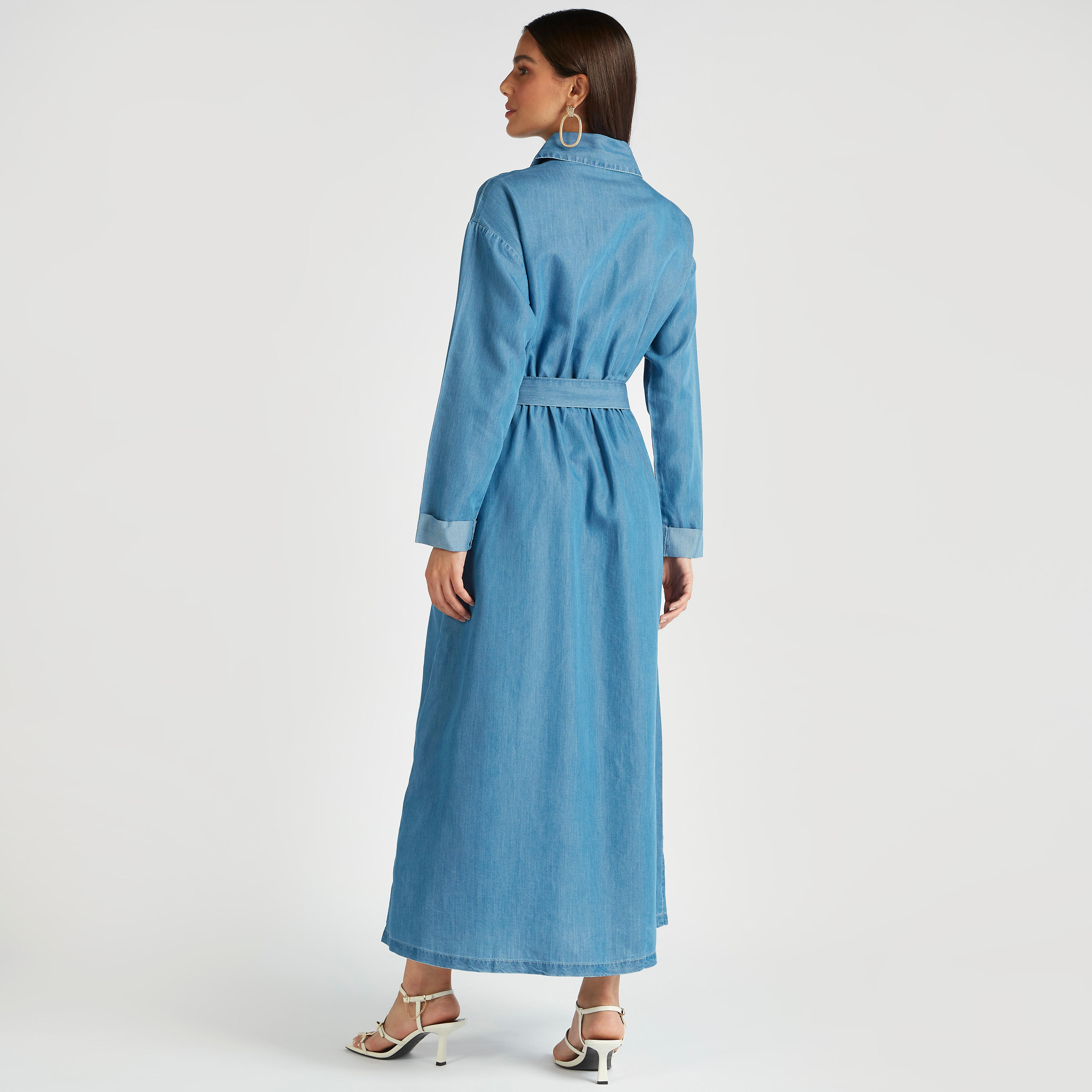 Solid Maxi Shirt Dress with Long Sleeves and Belt-women-clothing-dresses-image-4