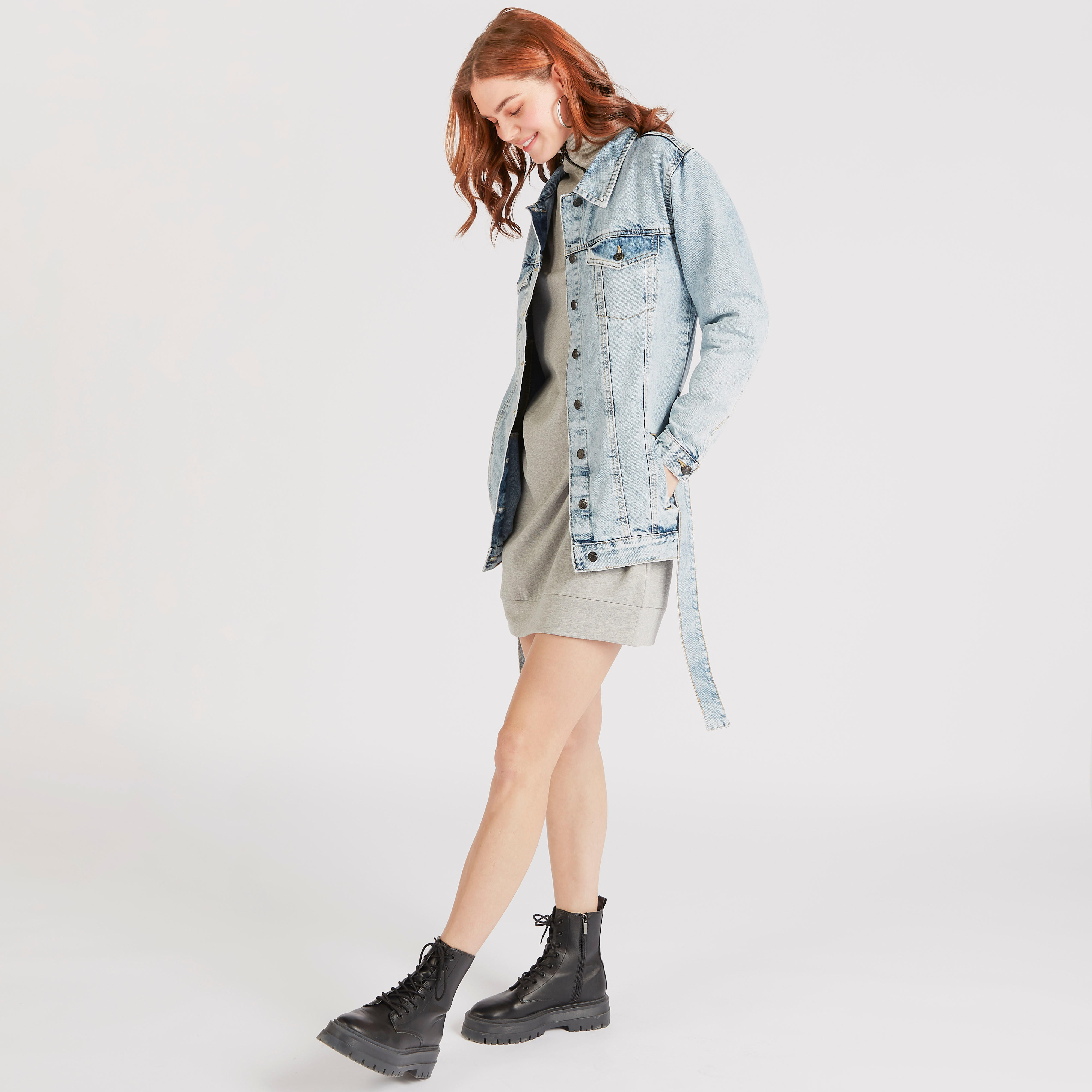 Solid Denim Jacket with Pockets and Tie-Up Belt-women-winterwear-coatsandjackets-jackets-image-2